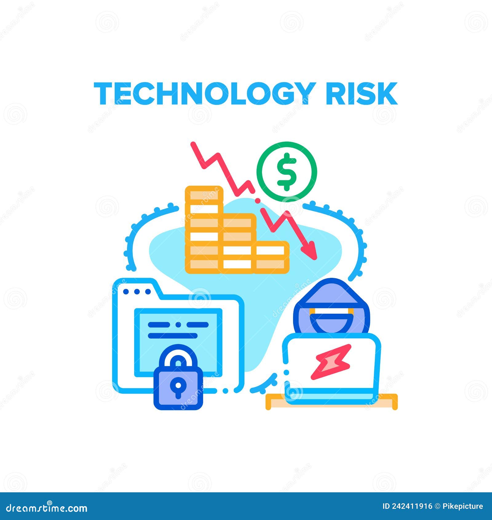 Technology Risk Vector Concept Color Illustration Stock Vector