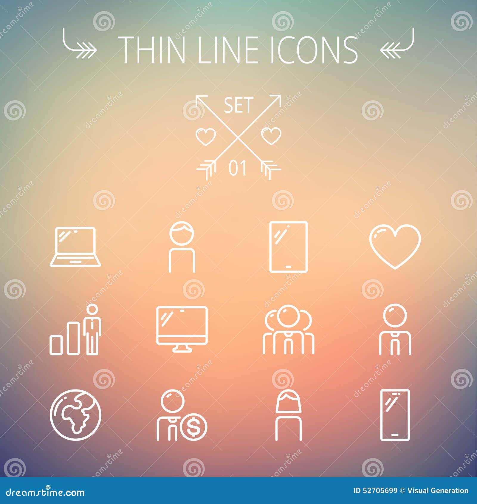 technology thin line icon set