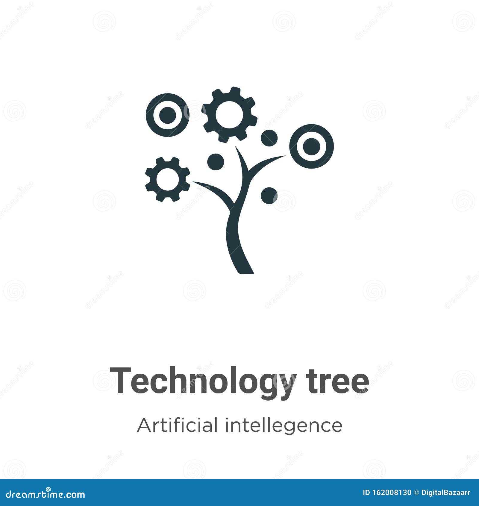 technology tree  icon on white background. flat  technology tree icon  sign from modern artificial intellegence