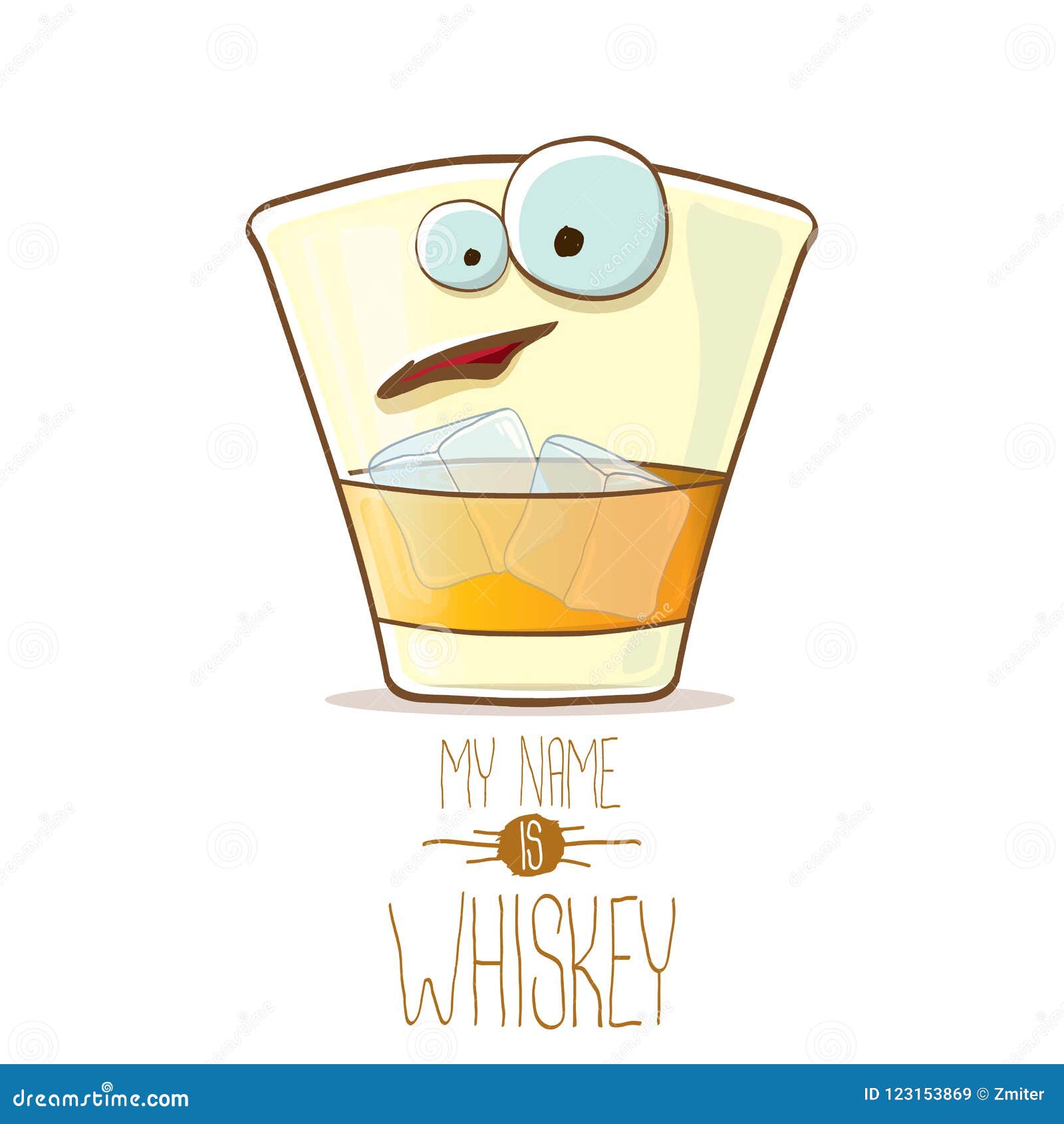 Tecken For Rolig Whisky For Vektor Som Glass Isoleras Pa Vit Bakgrund Mitt Namn Ar Whiskyvektorbegreppet Skraj Hipster Vektor Illustrationer Illustration Av Cognac Tecken
