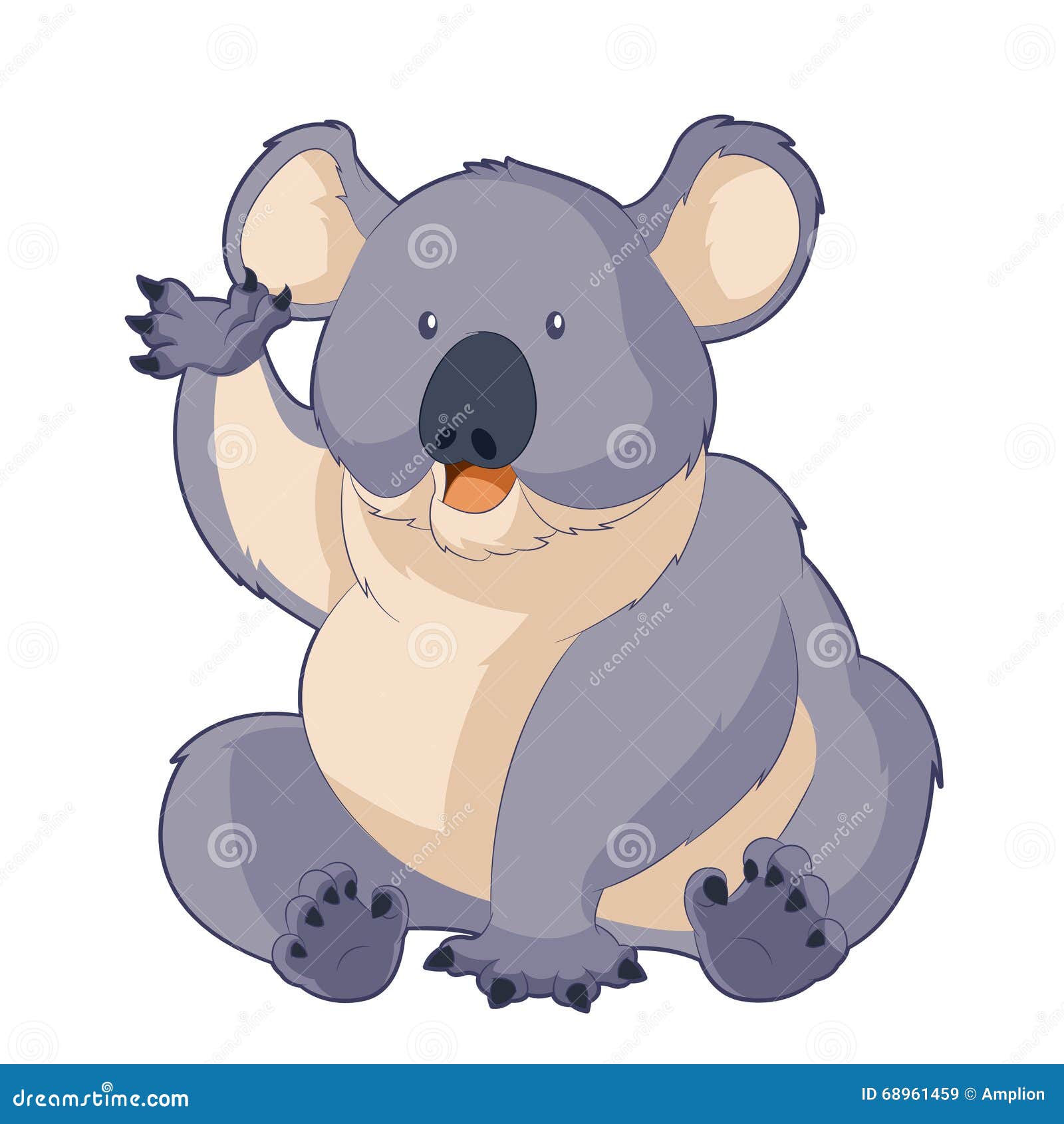 Tecknad film som ler koalan. Vektorbild av tecknade filmen som ler koalan