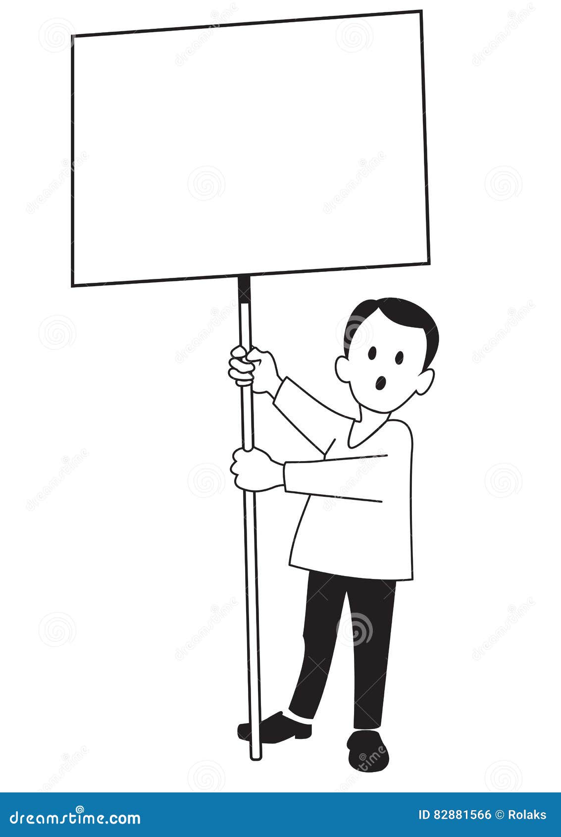 Tecknad Filmpojke Med En Affisch Vektor Illustrationer Illustration