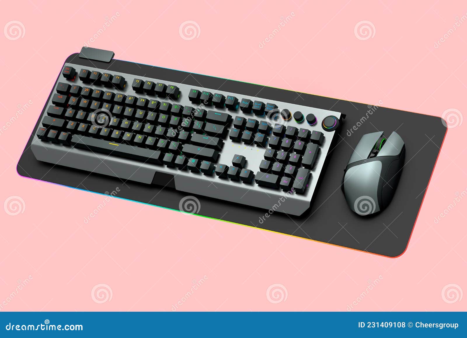 Teclado De Computadora Y Ratón Plateado En Almohadilla Profesional Aislado  En Rosa Stock de ilustración - Ilustración de workspace, vivo: 231409108