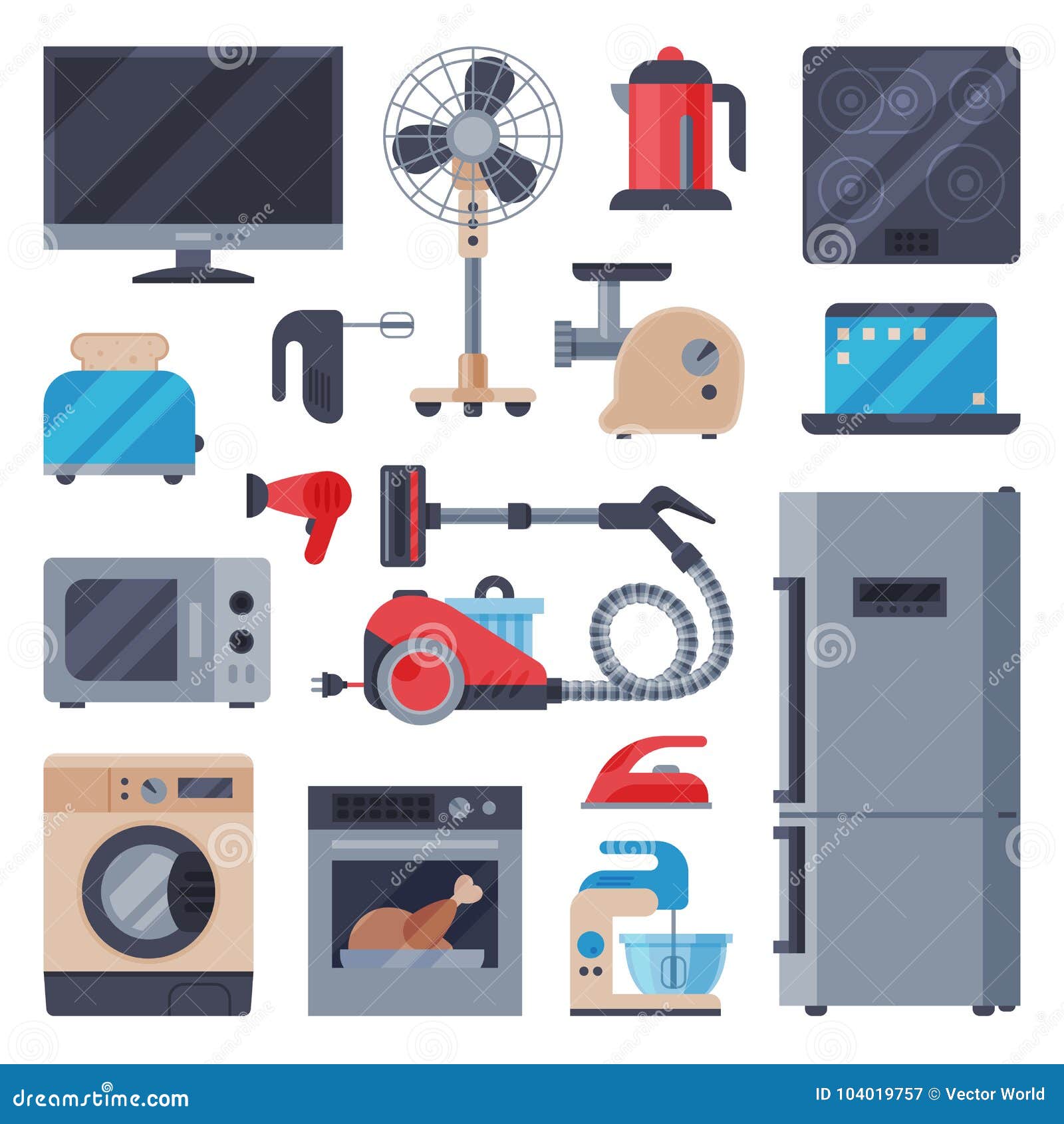 Tecnología Nacional Eléctrica De Hogar De Los Aparatos Electrodomésticos De  La Cocina Nacional Del Equipo Para El Ejemplo Del Vec Ilustración del  Vector - Ilustración de casero, limpiador: 104019757