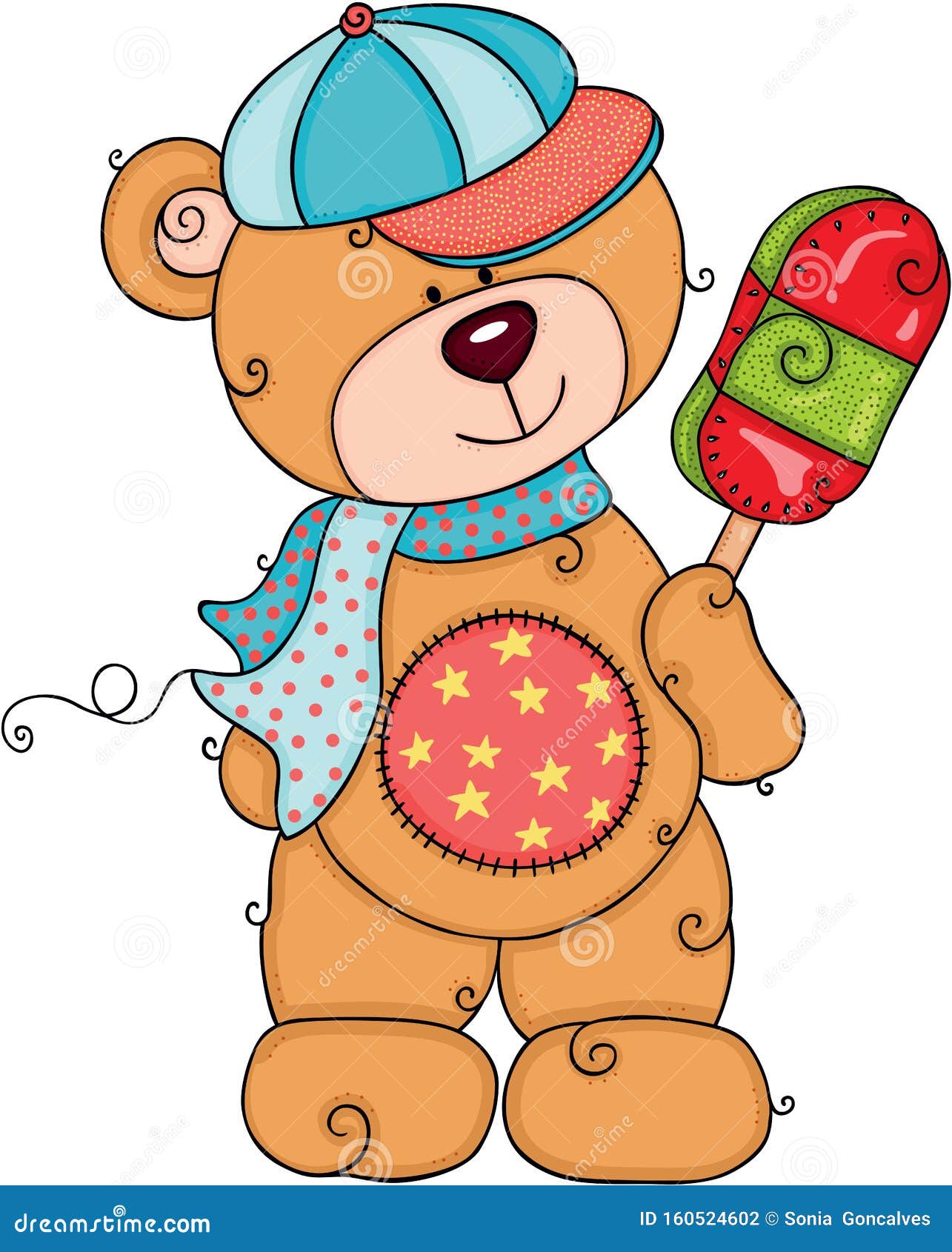 Teddy Bar Mit Lustiger Hut Der Auf Dem Stock Eis Isst Vektor Abbildung Illustration Von Bar Teddy
