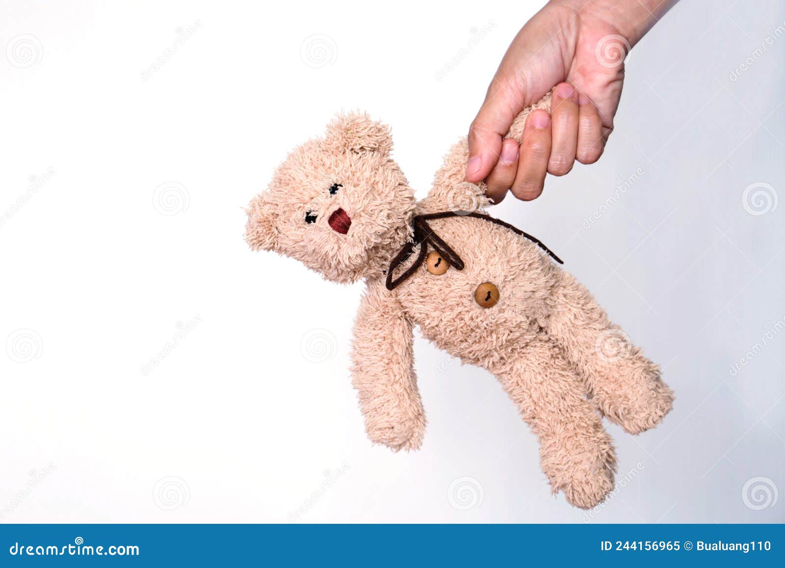 Teddy bear on my hand. stock image. Image of hand, regret 244156965