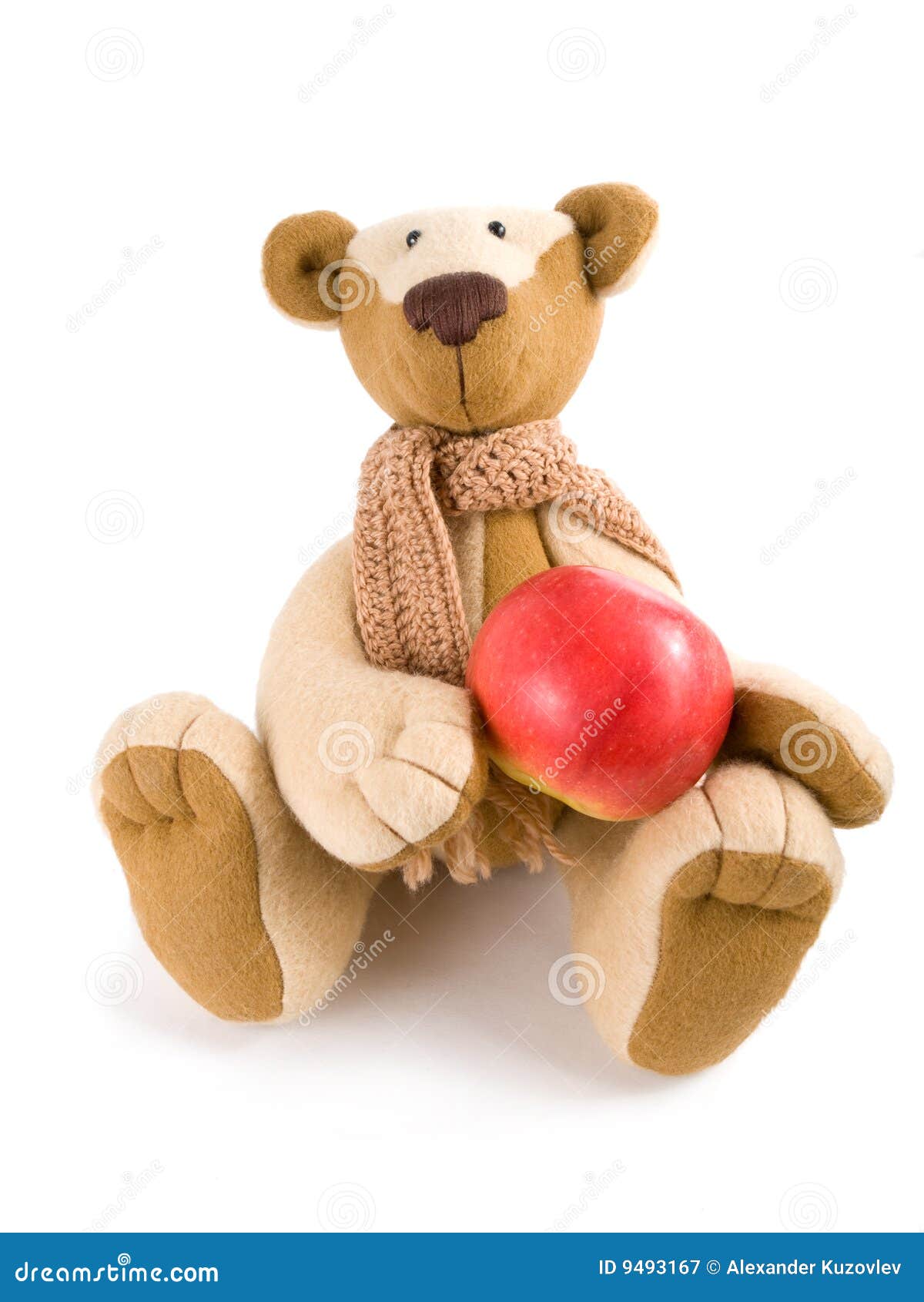 Teddy bear with apple stock image. Image of innocence - 9493167