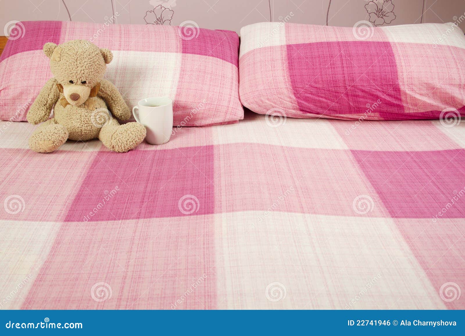 Teddy Bear in Bed stock photo. Image of pastel, memories 22741946