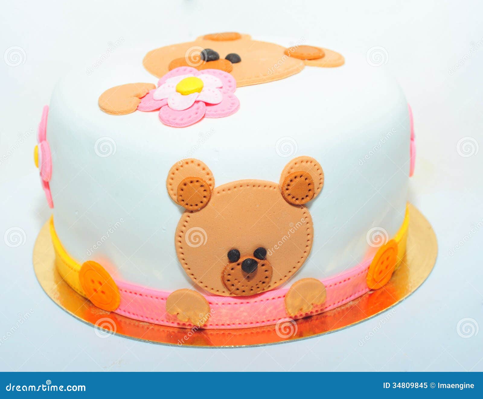 Teddy Bear Birthday Cake for Kids Stock Image - Image of delight ...