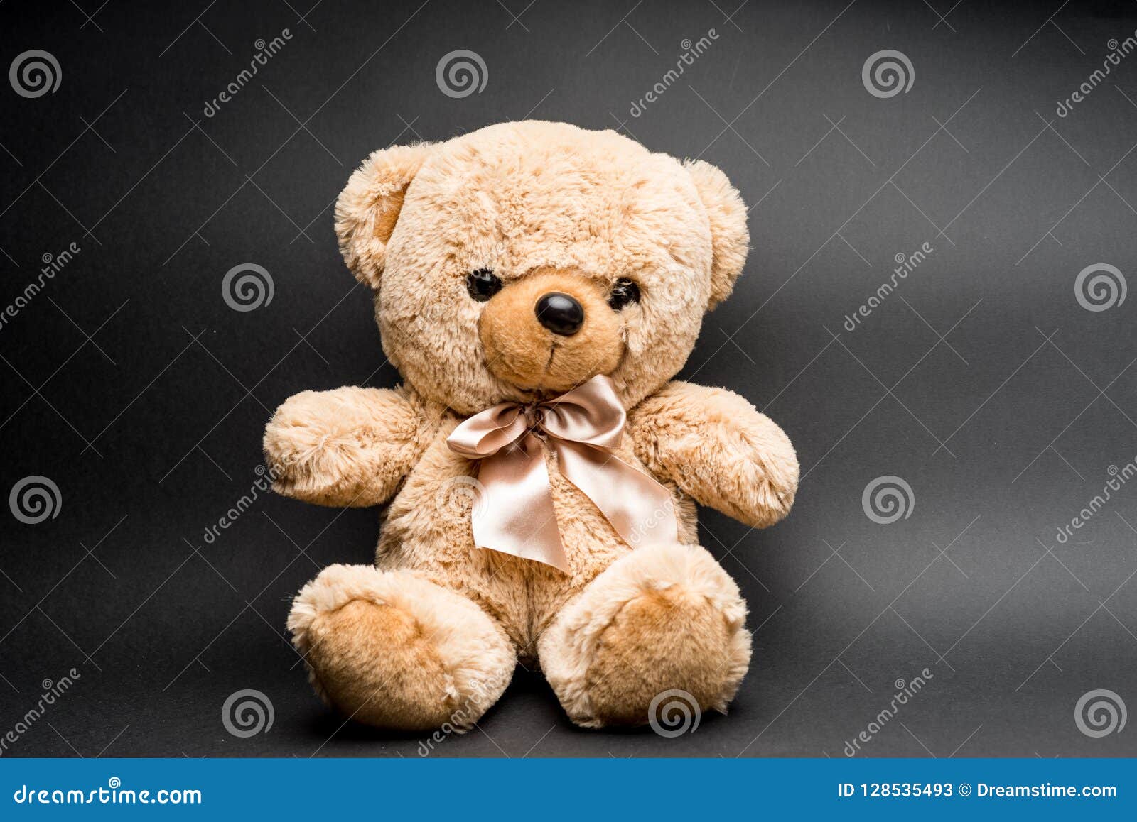 Teddy bear on black stock image. Image of black, surface - 128535493