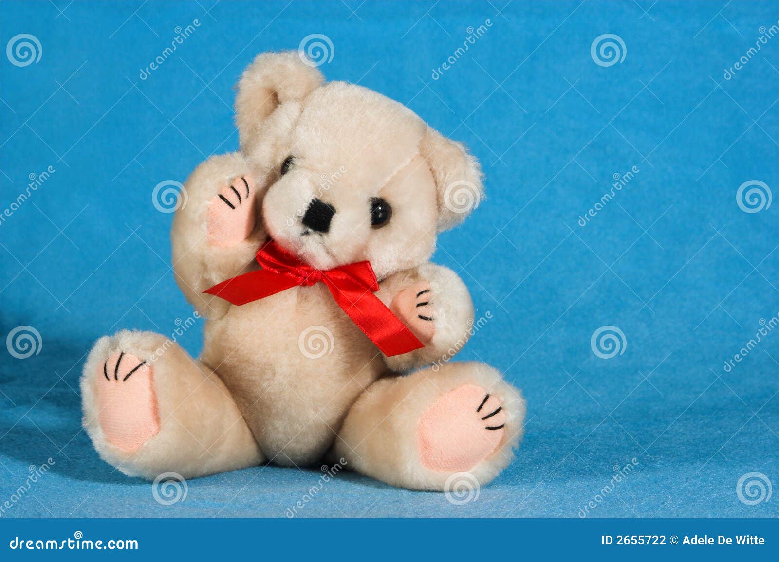 Teddy Bear on a Blue Blanket Stock Photo Image of waving, baby 2655722