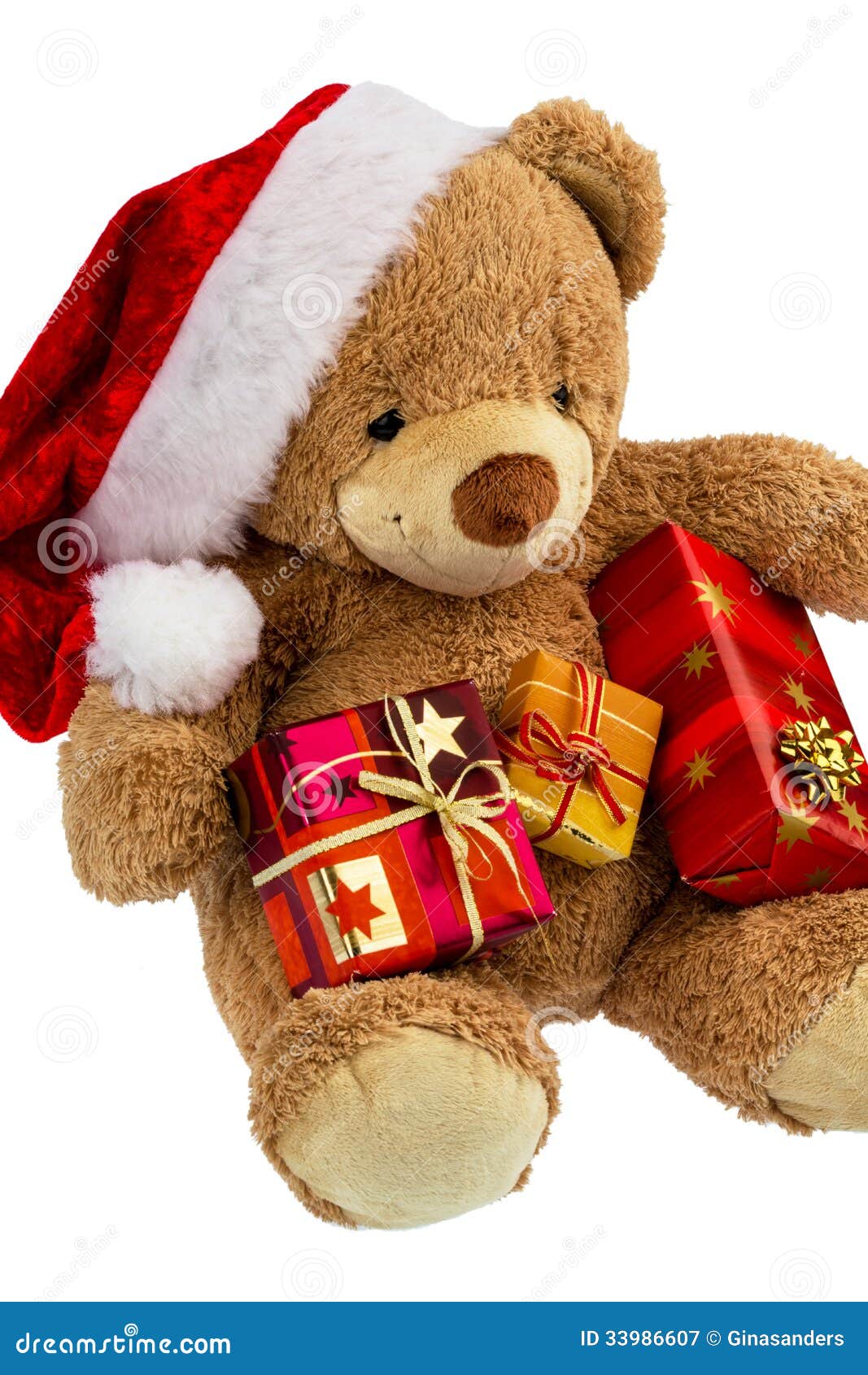 Teddy Bear With Christmas Gifts Stock Image Image of