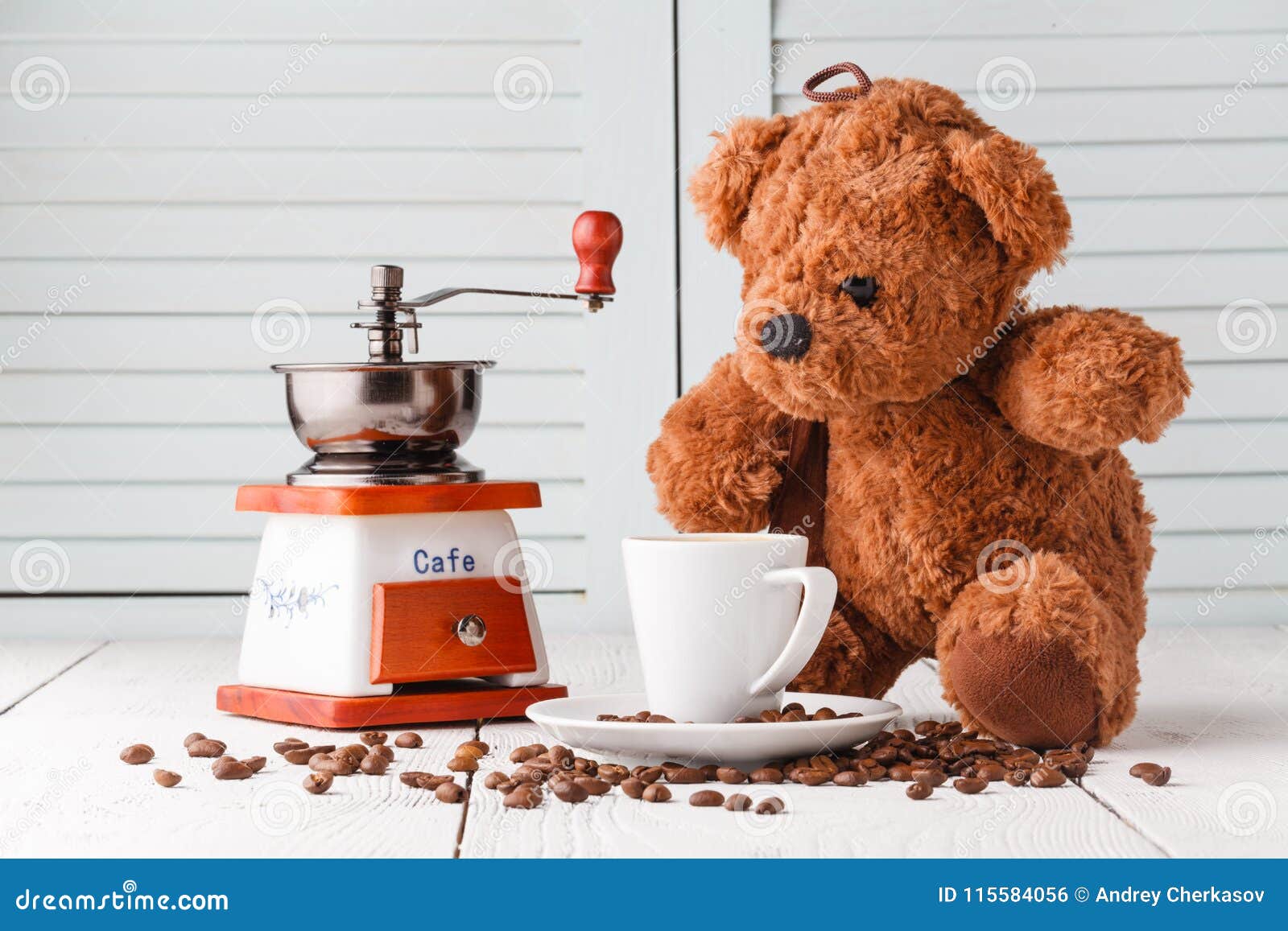 Teddy Bear with Cup of Coffee Stock Photo - Image of closeup, drink ...