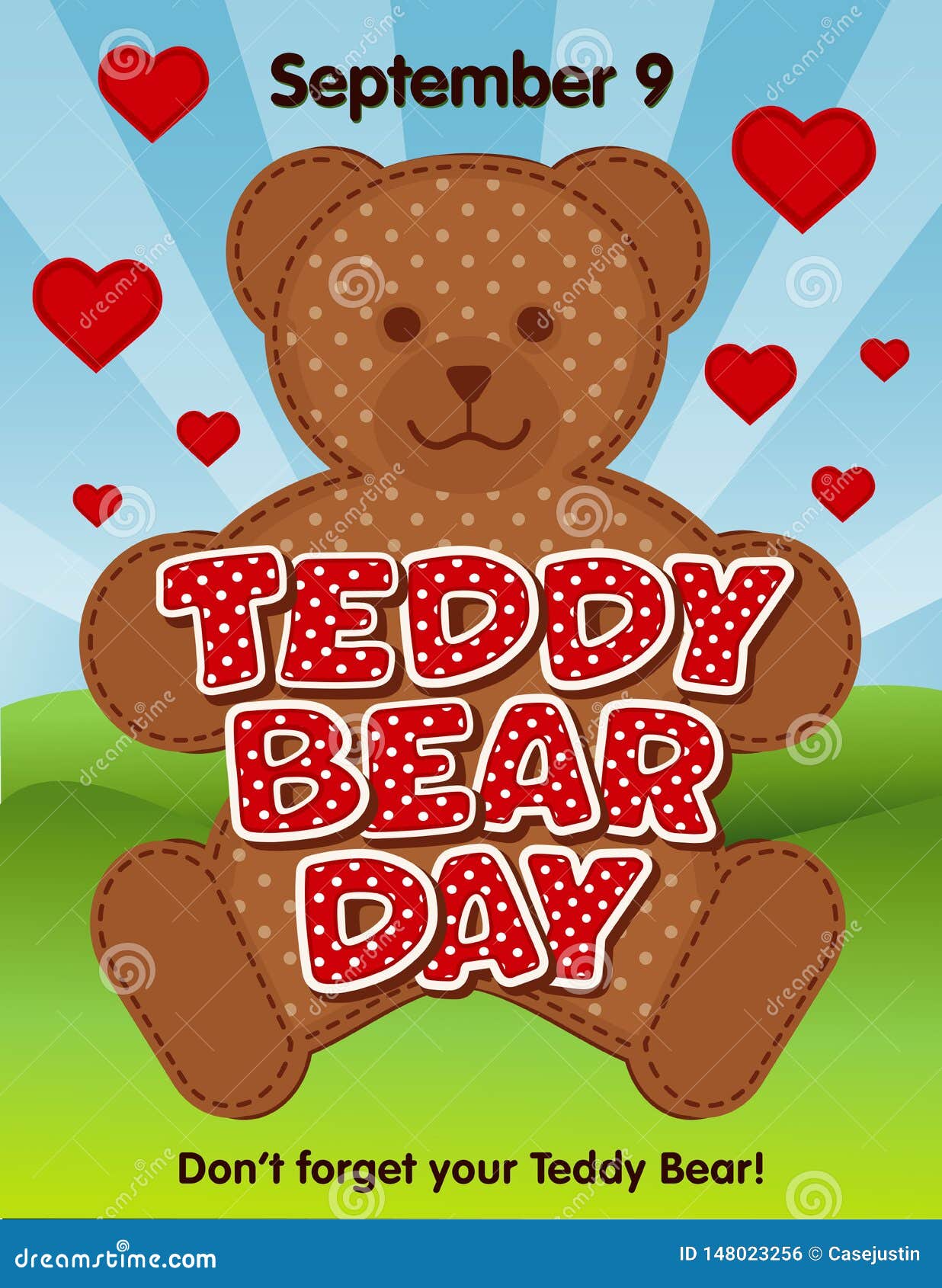 Teddy Bear Day, September 9, Dont Forget Your Teddy Bear Stock Vector -  Illustration of teddy, animal: 148023256