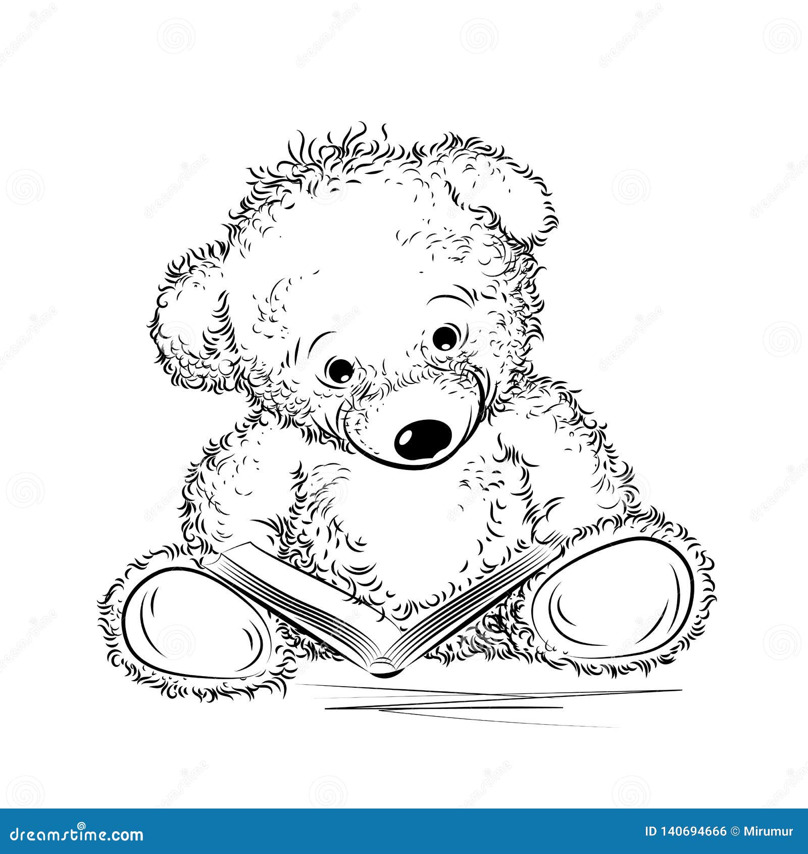 Teddy Bear Di Disegno Con Il Libro Illustrazione Vettoriale