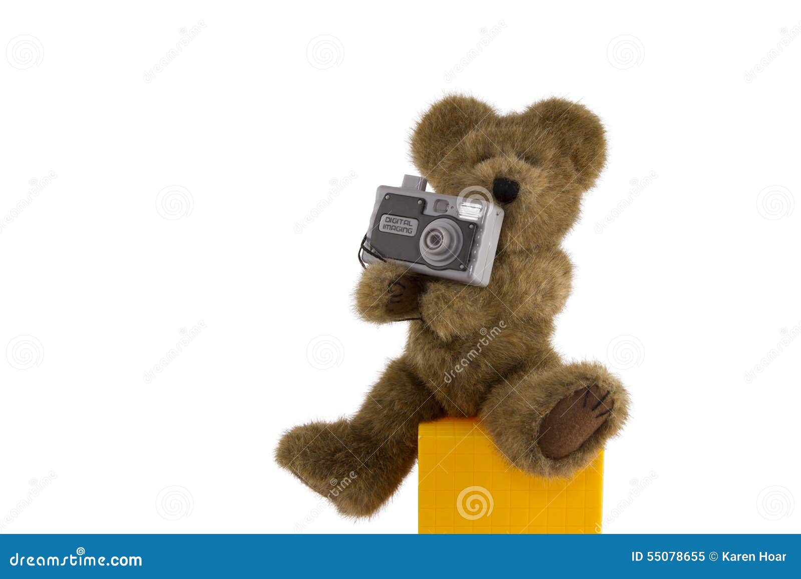 Teddy Bear with Digital Camera Stock Image Image of future, yellow