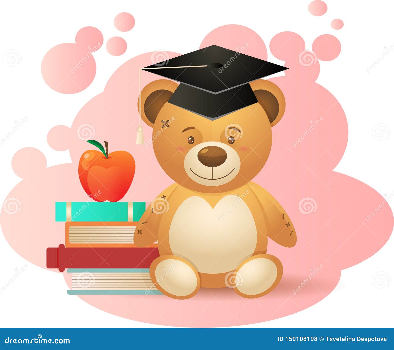 Teddy Bear Graduate Toy Vector Illustration Stock Illustration