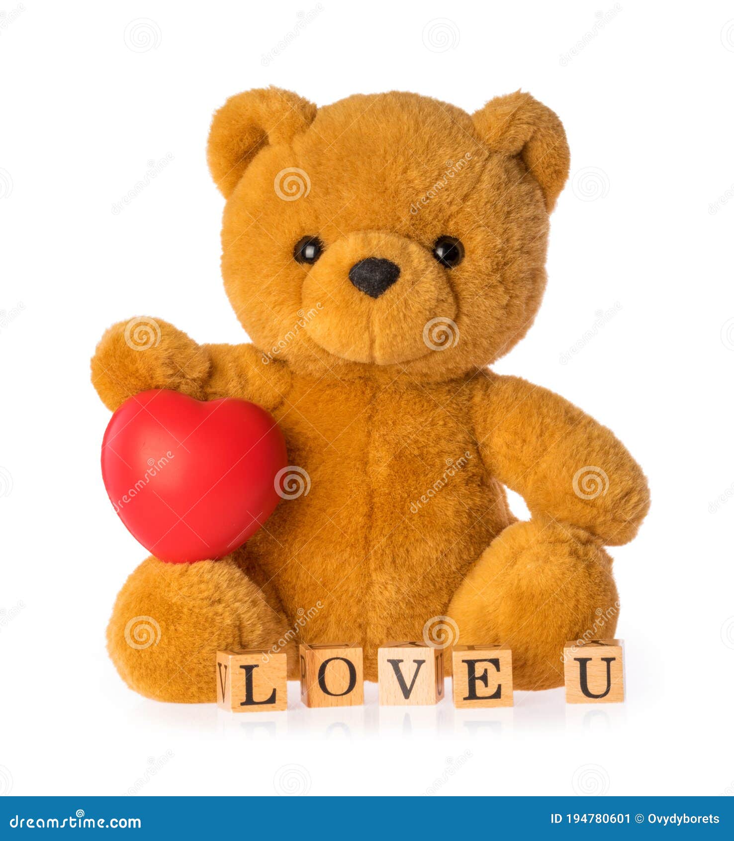 Teddy Bear with Heart Love Concept on White Background Stock Image