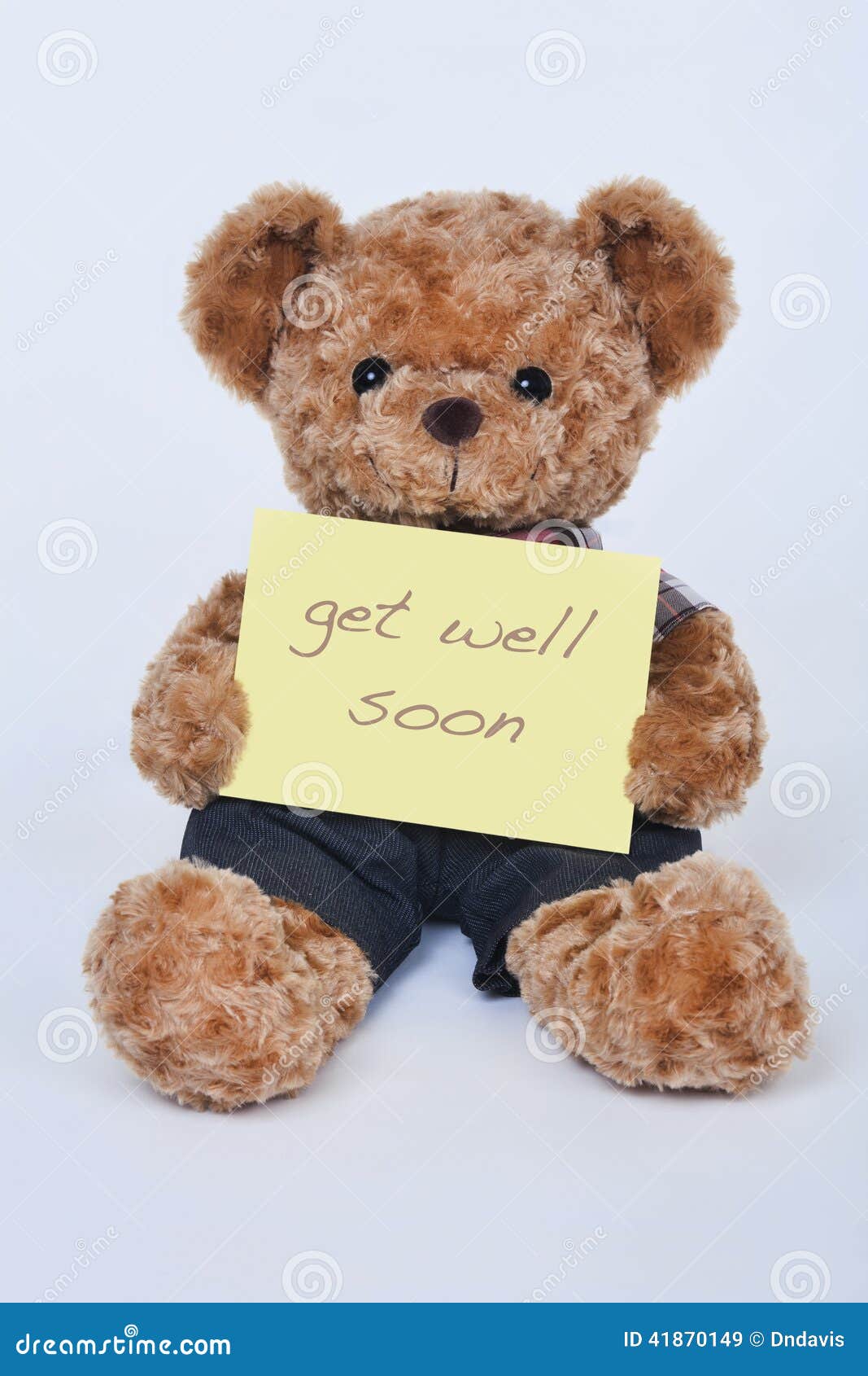 Get Well Soon Card Teddy Bear With Bandaged Leg Stock Illustration