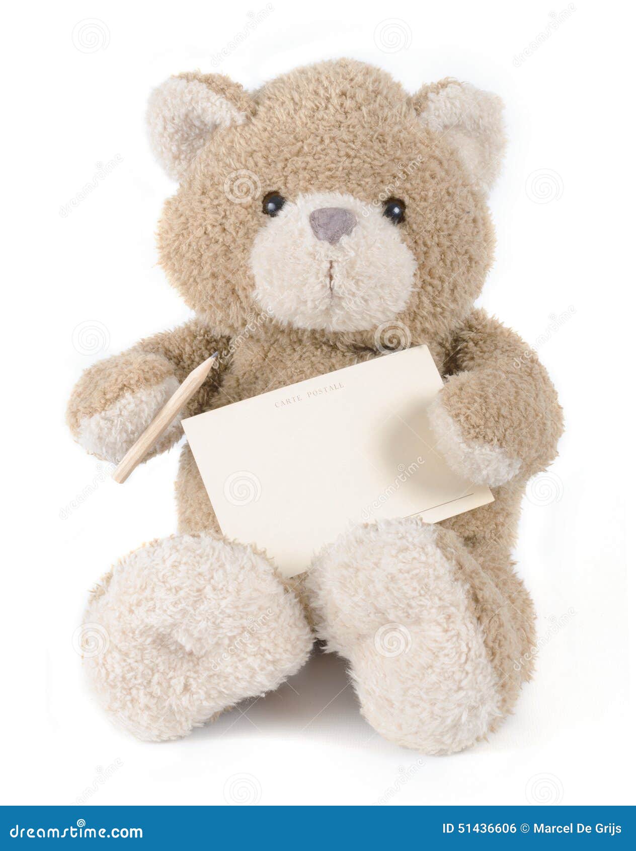 Teddy Bear Holding Greeting Card Stock Photo Image of background