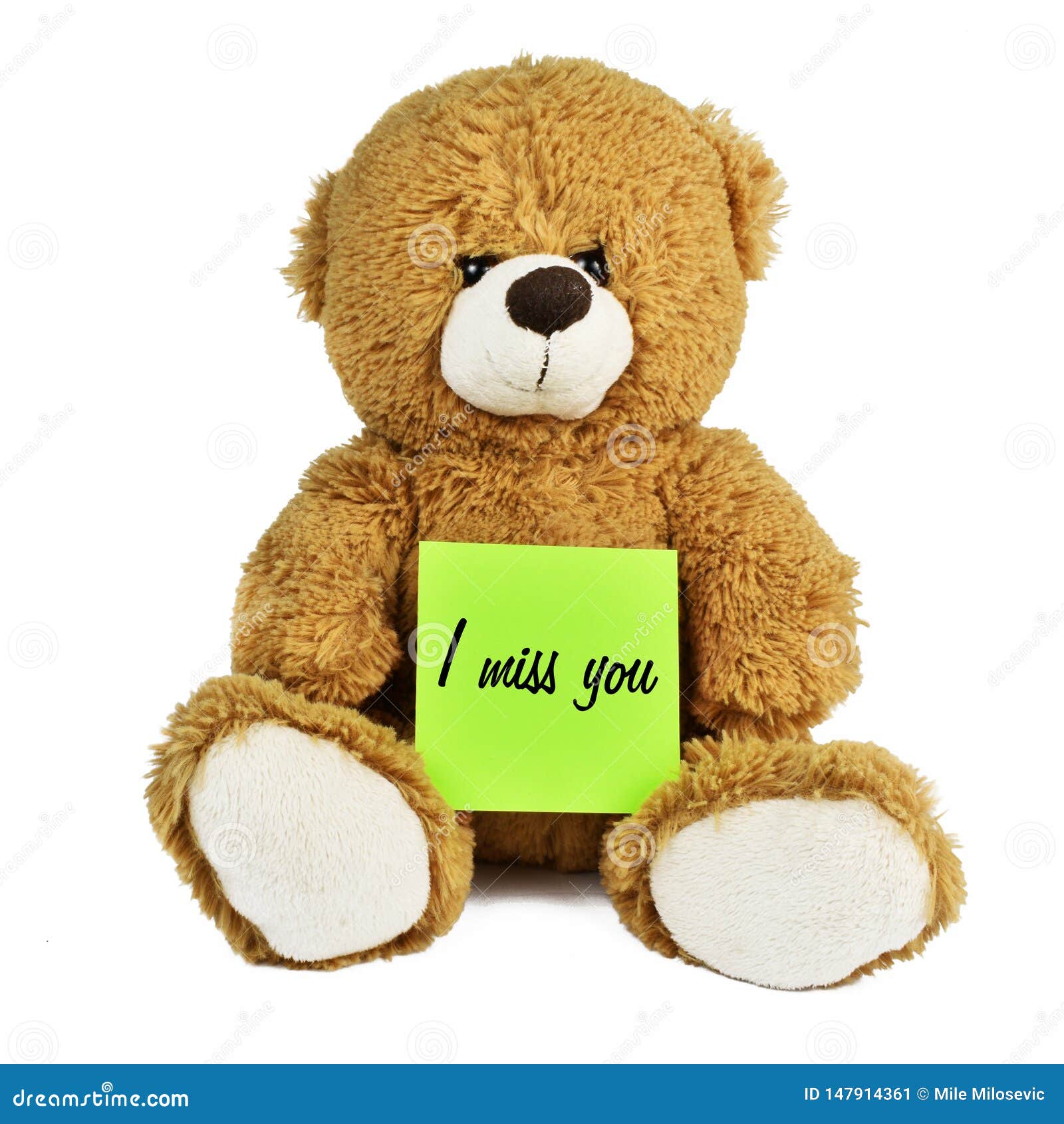 Teddy Bear Holding A Yellow Sign Saying Get Well Soon Stock Photo