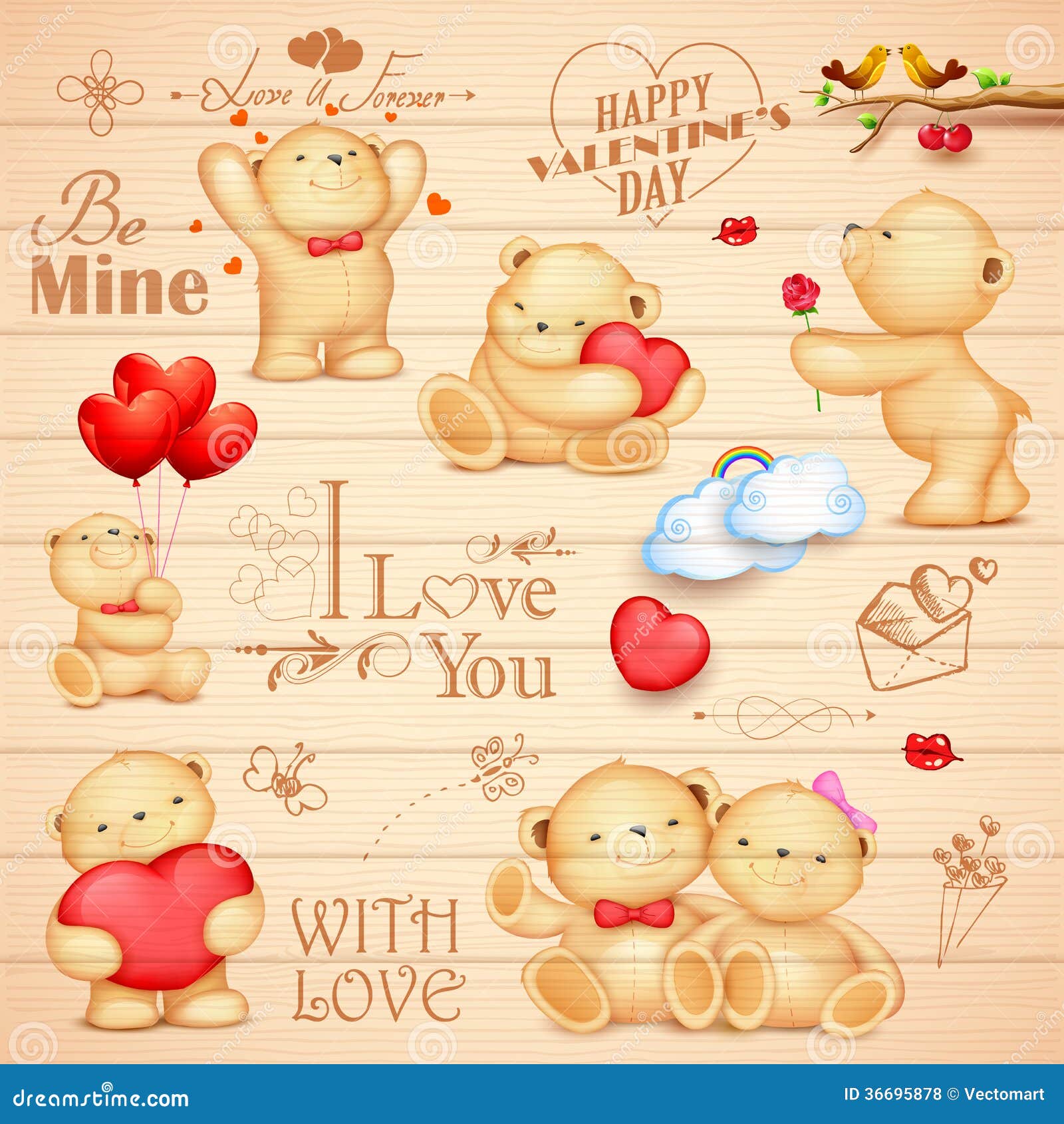 Teddy Bear For Love Background Stock Vector Image 36695878