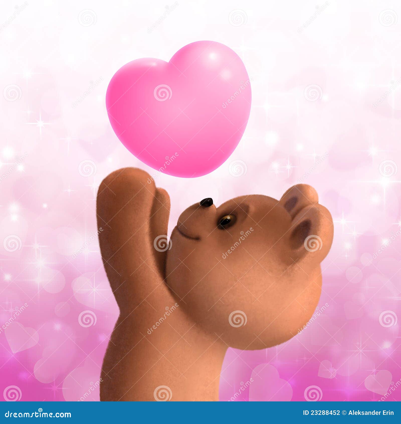 Teddy bear with love heart stock illustration. Illustration of painted
