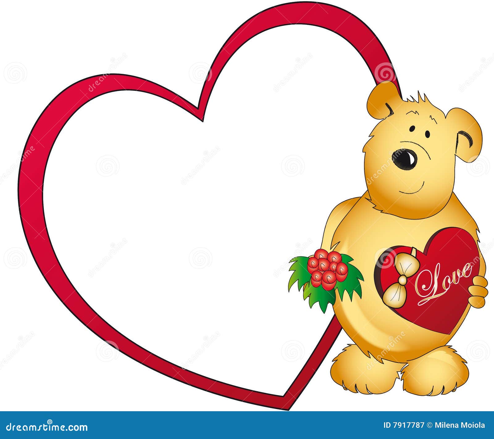 Teddy bear with love heart stock illustration. Illustration of ...