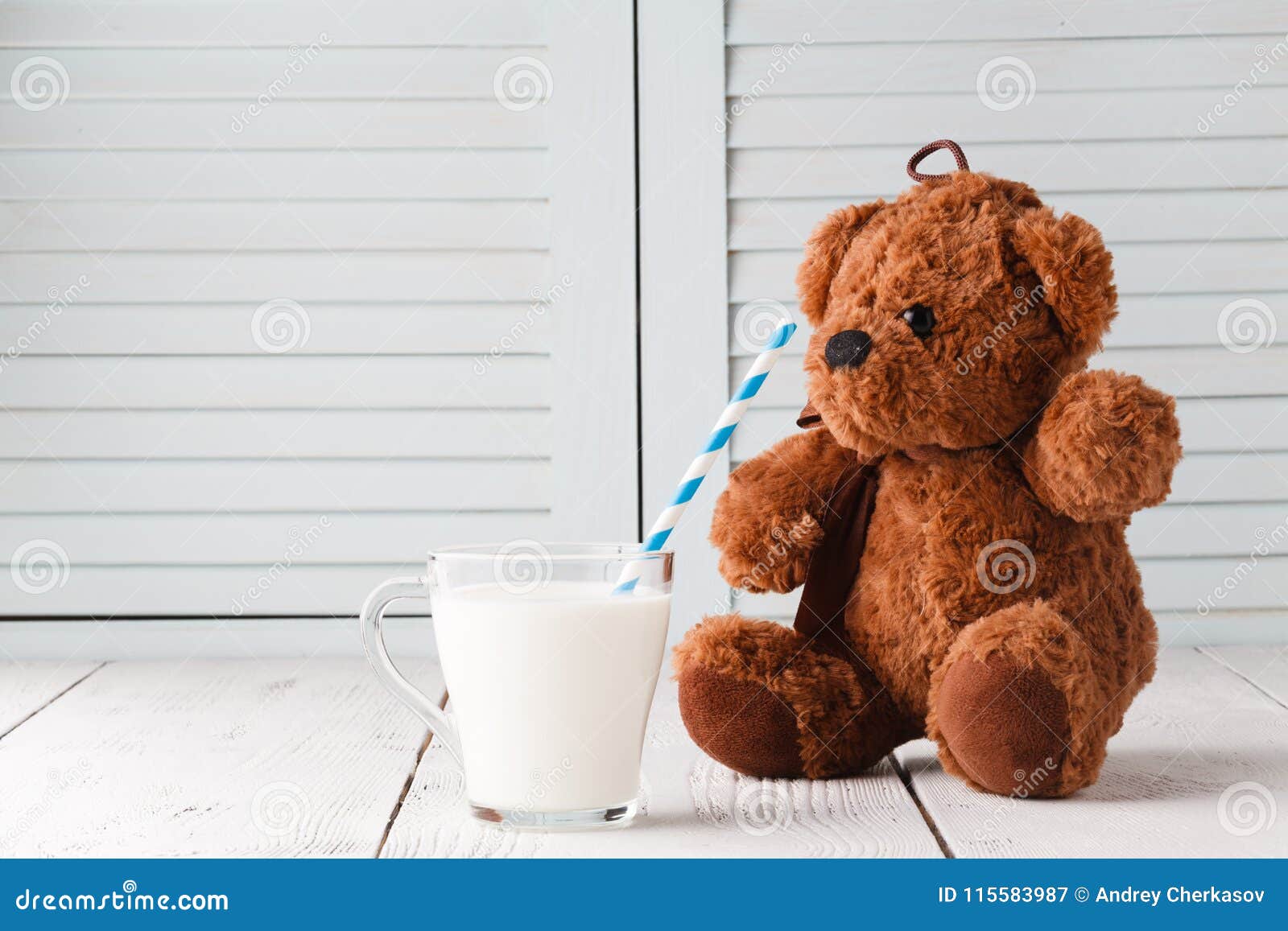 Teddy Bear Love Milk, Kid Breakfast Concept Stock Image - Image of ...