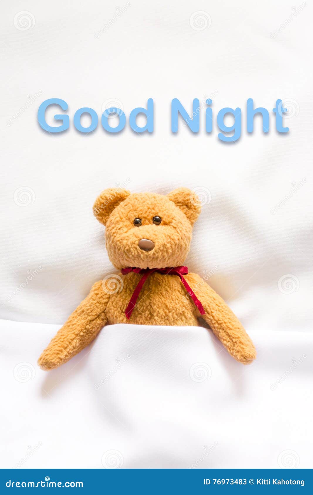 Teddy Bear Lying in the White Bed with Message 