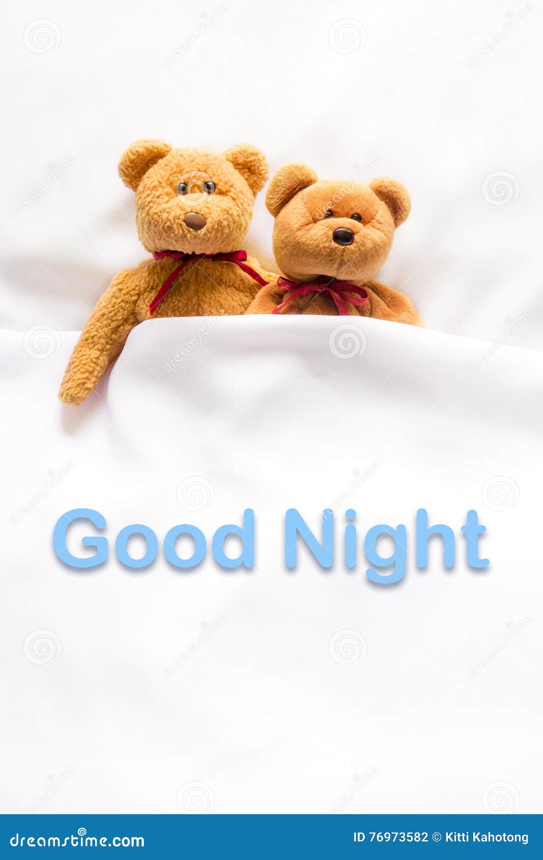 Teddy Bear Lying in the White Bed with Message 