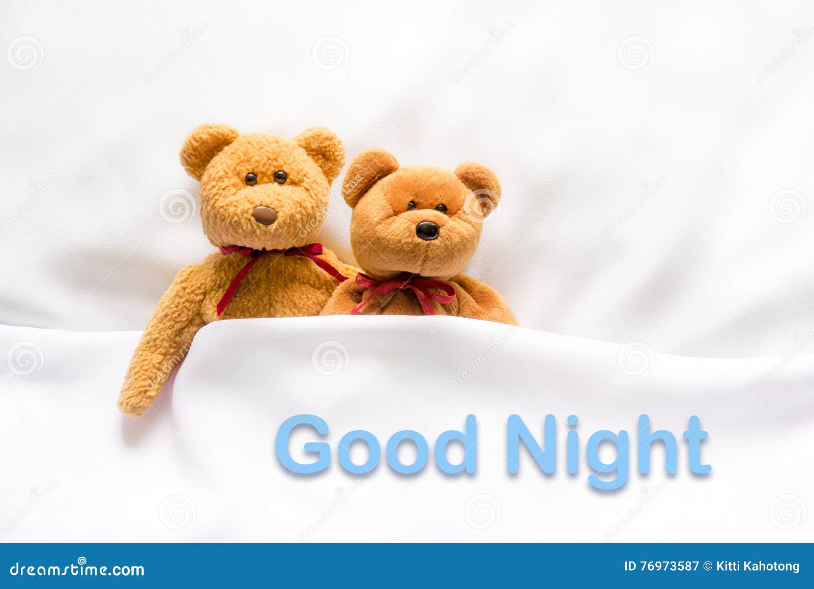 Teddy Bear Lying in the White Bed with Message 