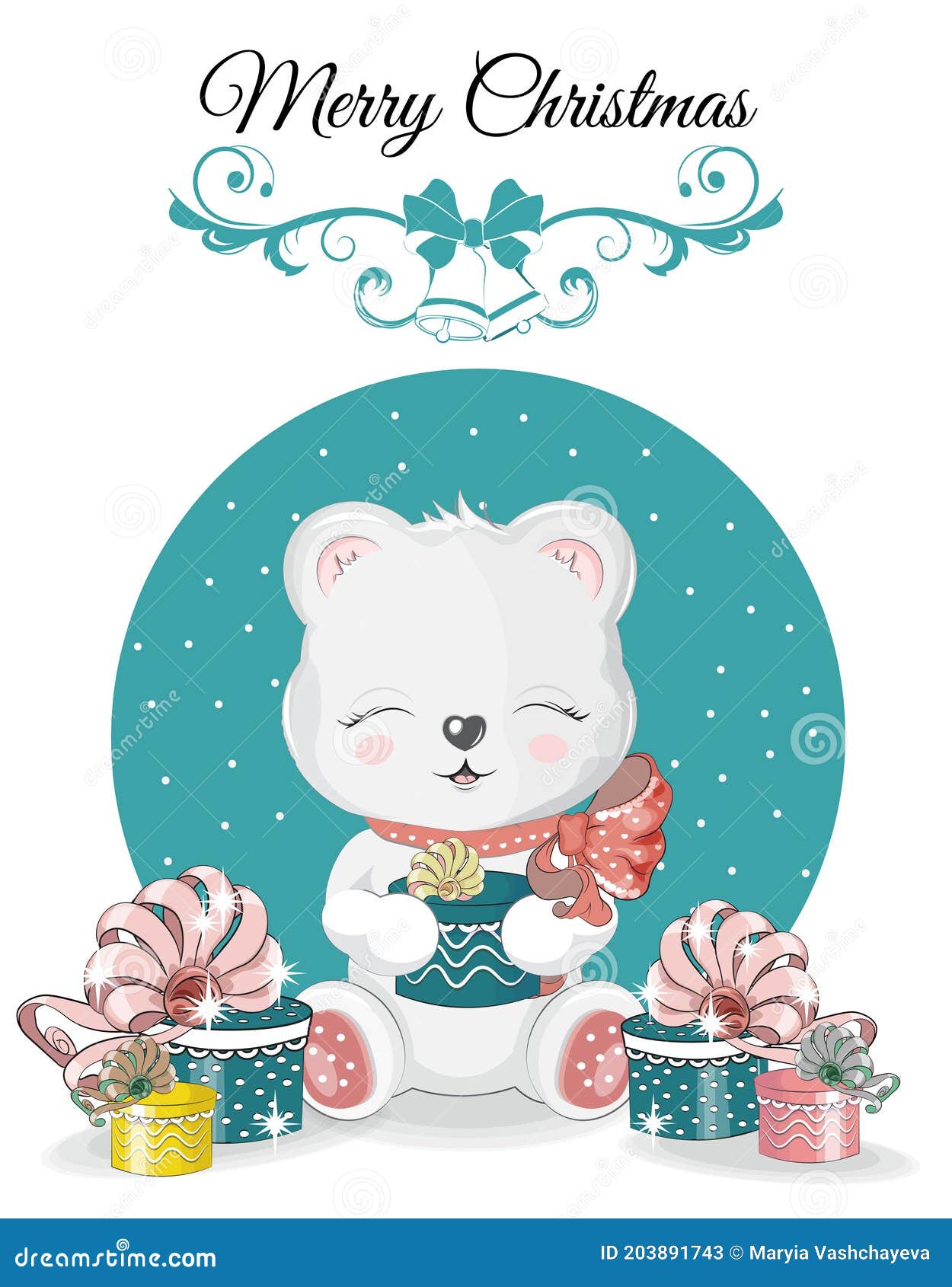 Teddy Bear Merry Christmas Card Stock Vector - Illustration of merry, star:  203891743