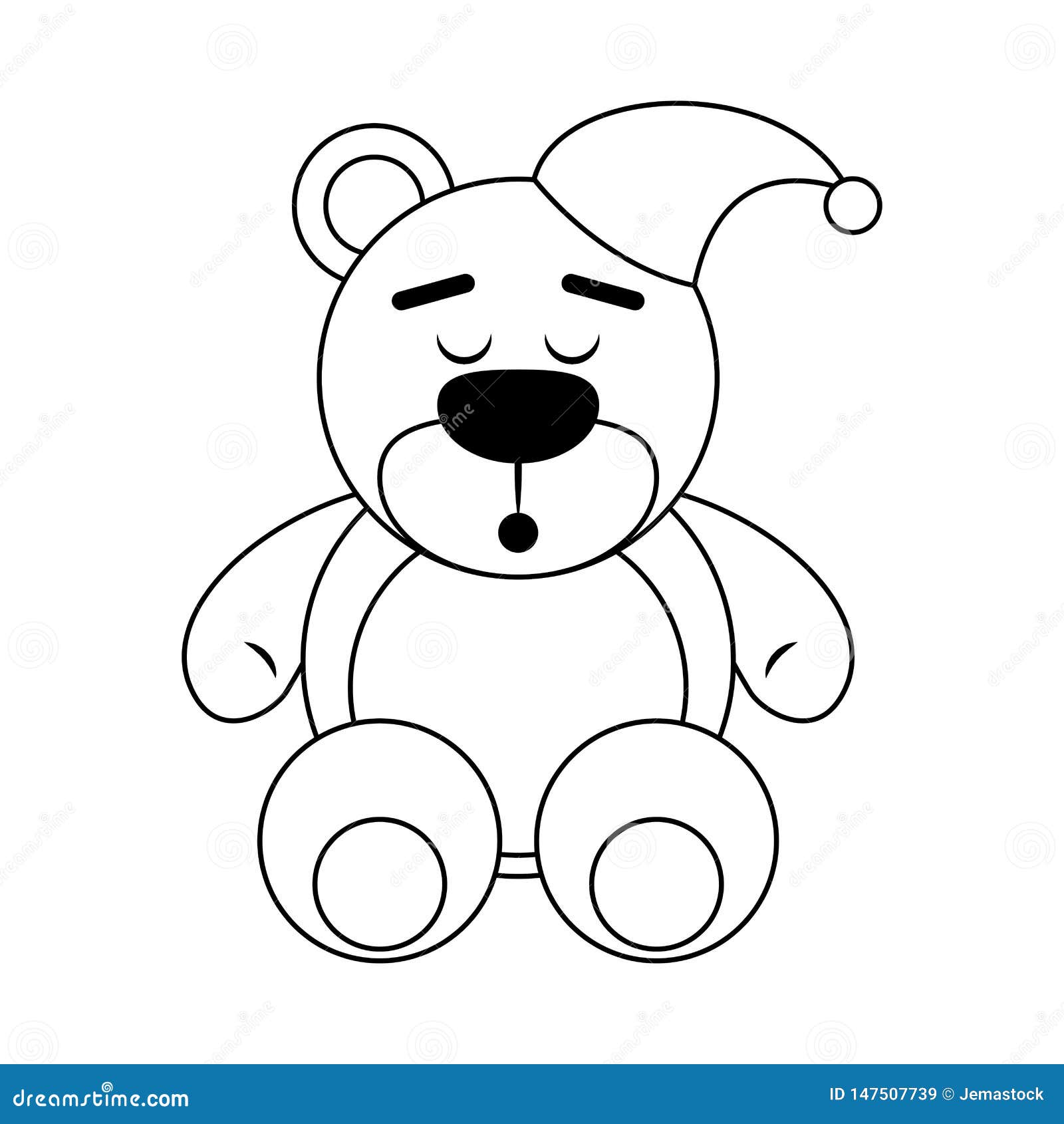 teddy bear with pijama hat cartoon