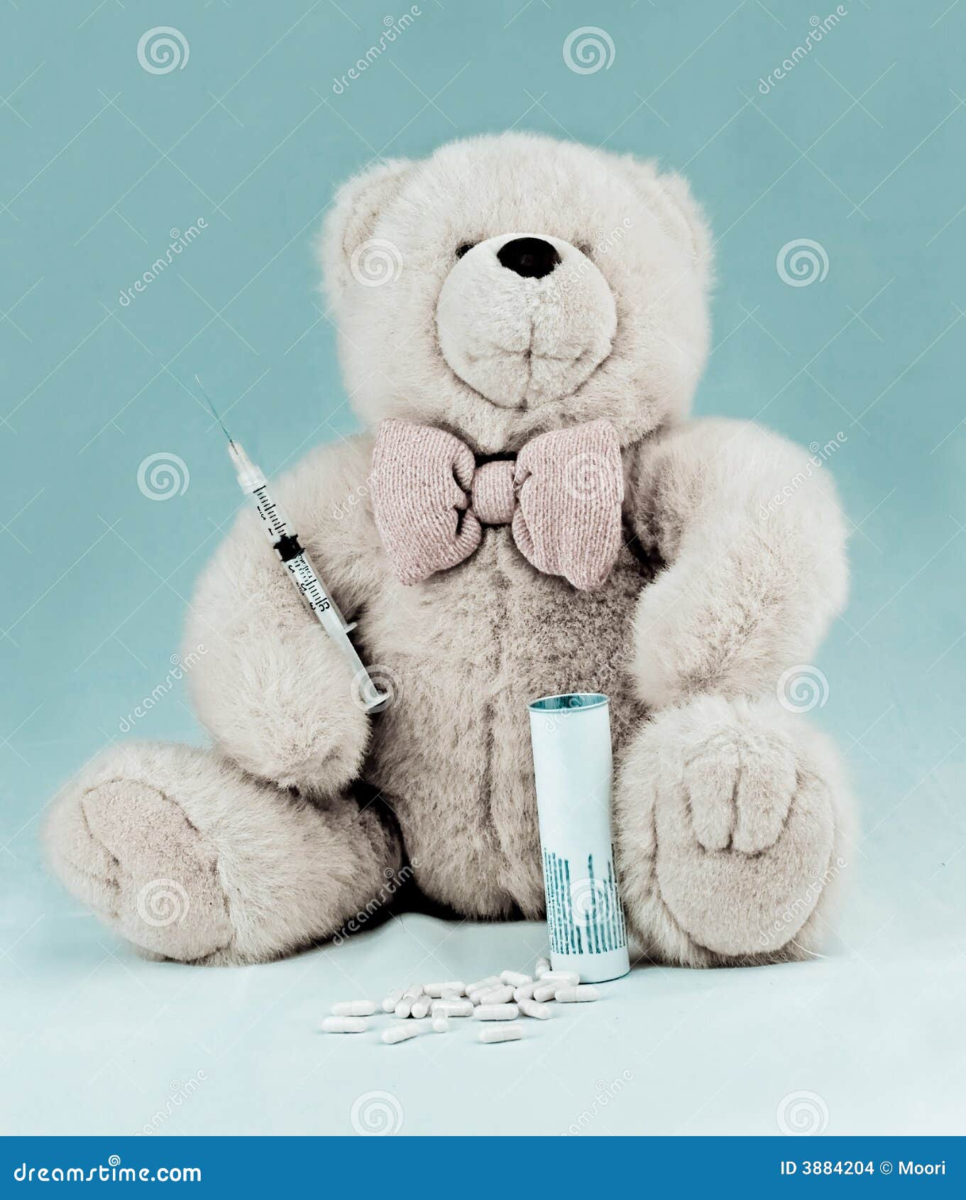 Teddy Bear With Pills And Syringe Stock Images Image 3884204