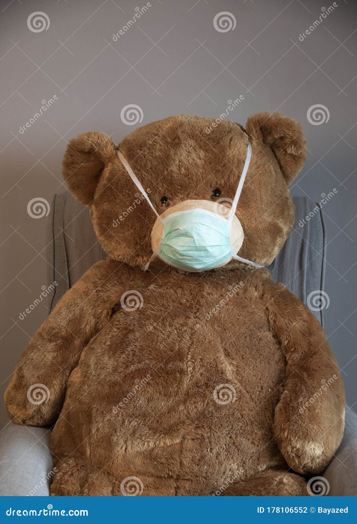 Teddy Bear in Protection Mask Stock Photo Image of teddy, brown