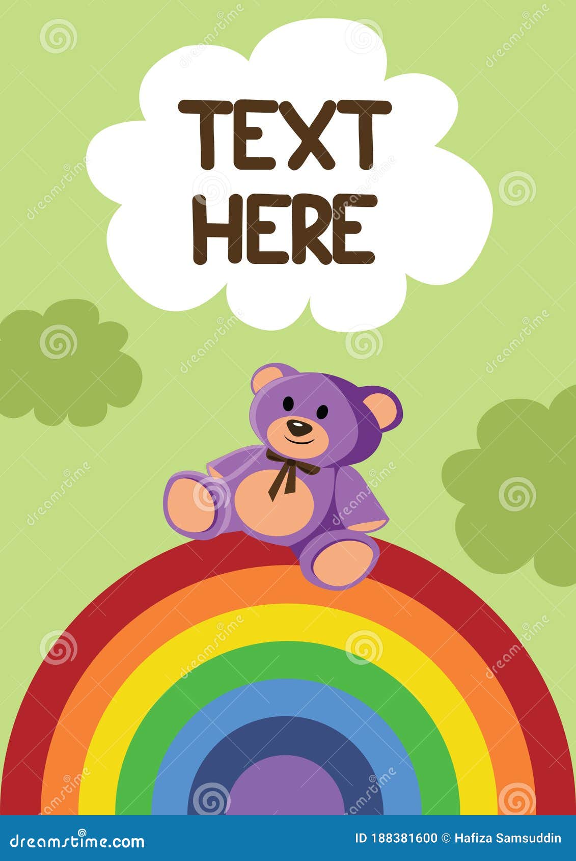 Teddy Bear on Rainbow Background. Vector Illustration Decorative Design