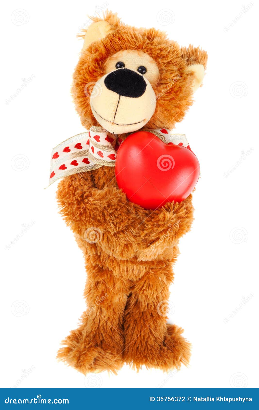 Teddy bear with red heart stock photo. Image of bear 35756372