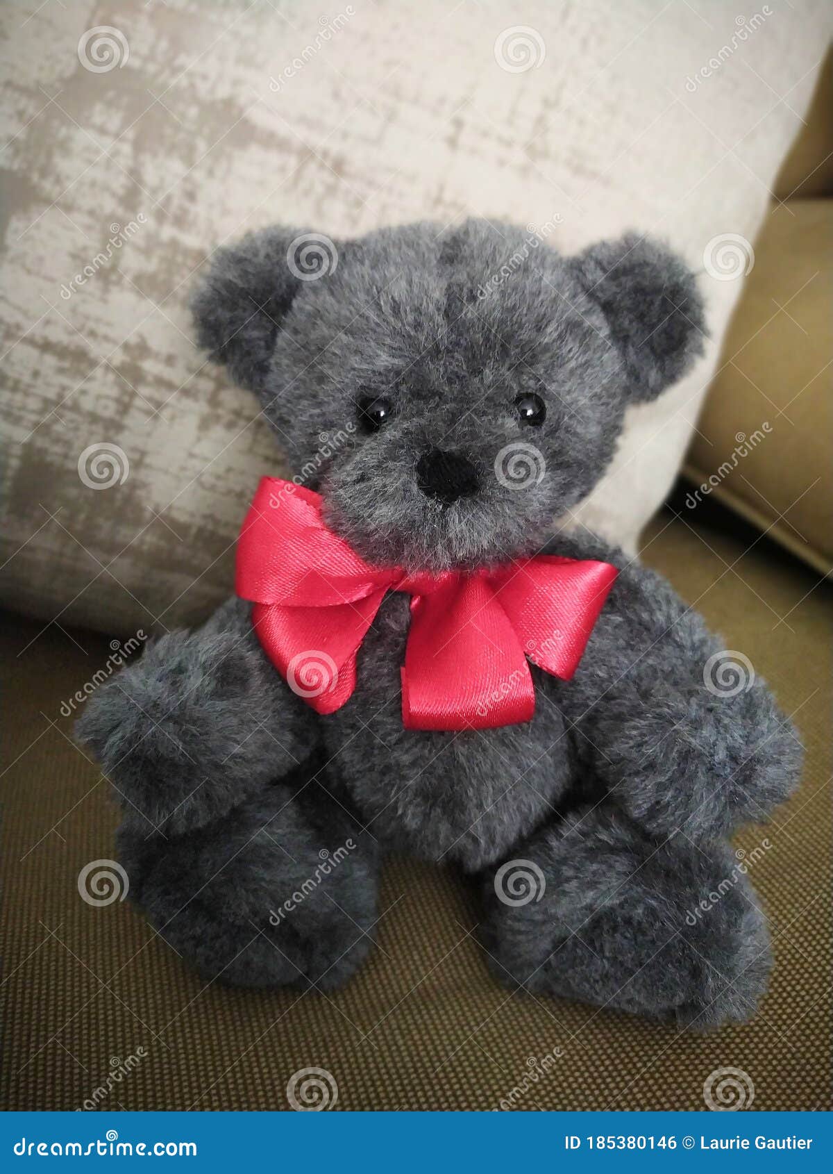 Teddy Bear with a Red Ribbon Bow Photo Stock Photo Image of teddybear