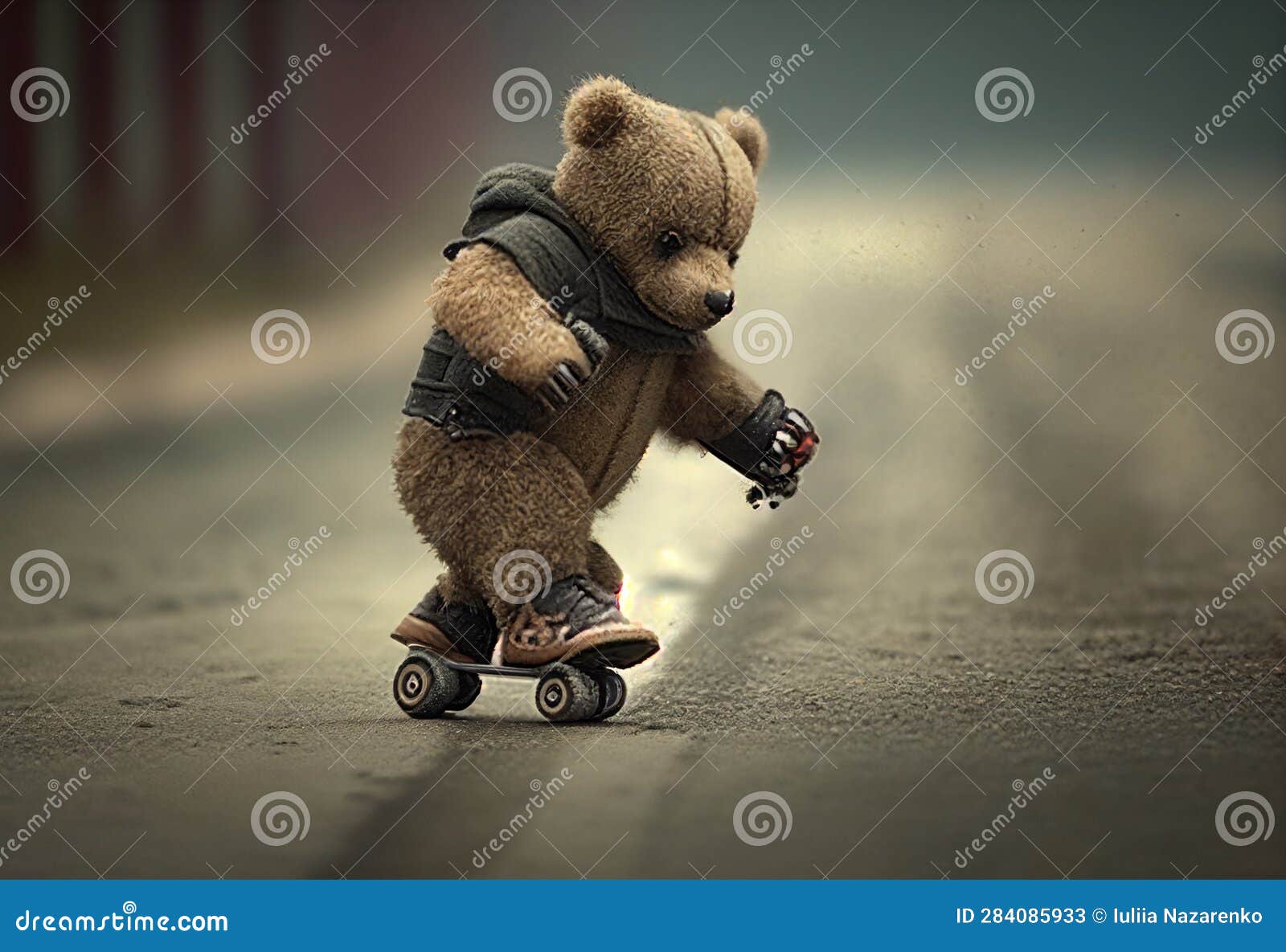 Teddy Bear Rides a Skateboard. AI Generated Stock Illustration ...