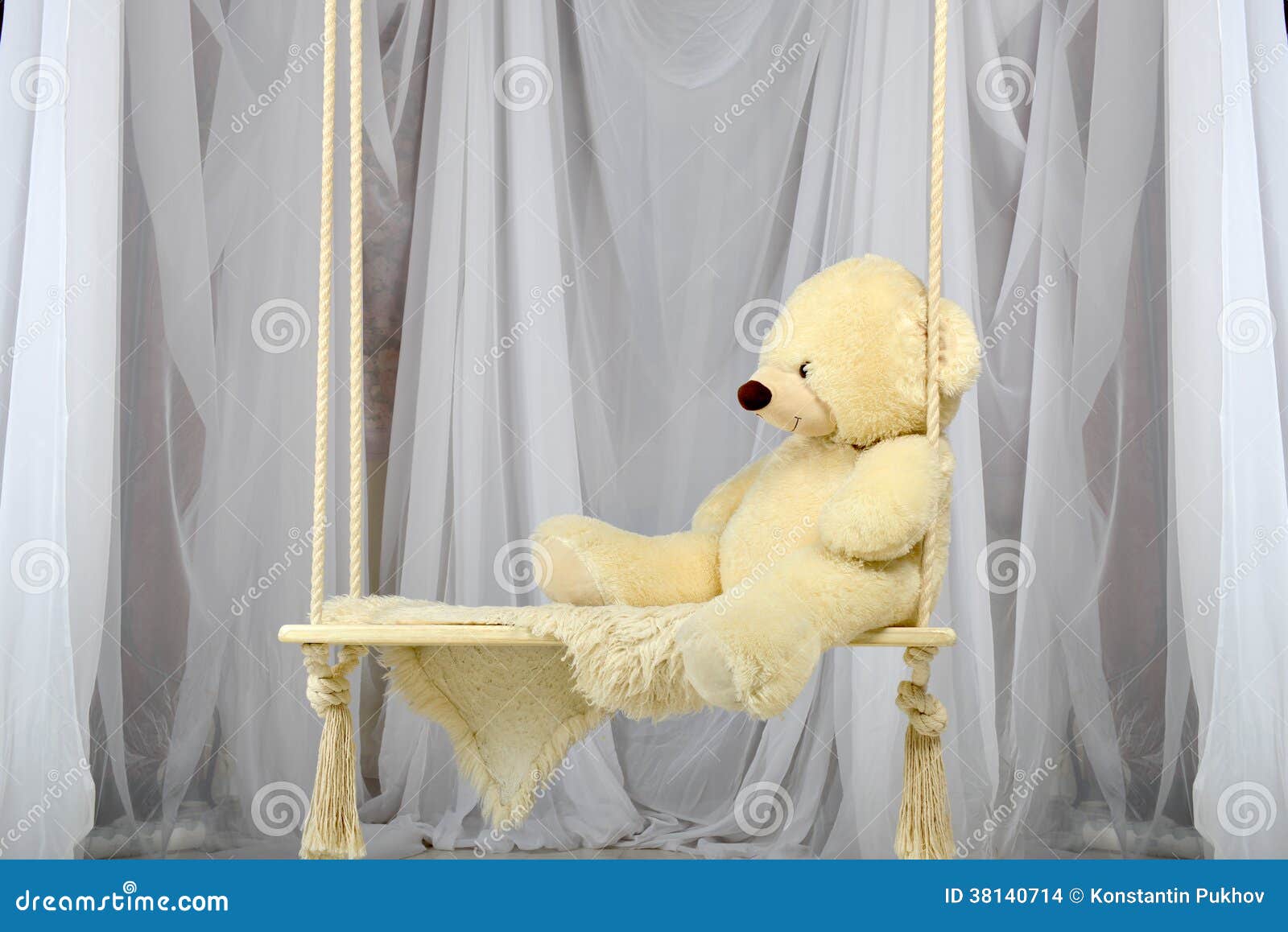Teddy bear on swing stock photo. Image of small, swing 38140714