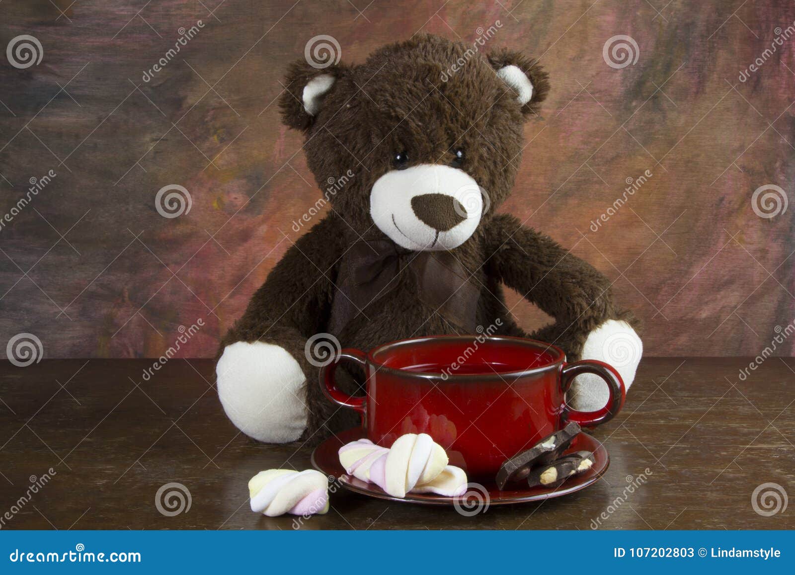 Teddy Bear with Tea Mug on Table Stock Image - Image of decor, santa ...