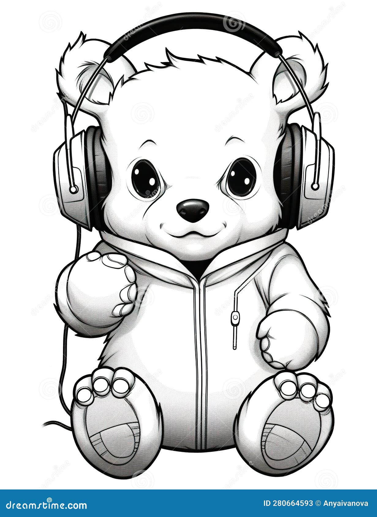 A Teddy Bear Wearing Headphones and Listening To Music. Generative AI ...
