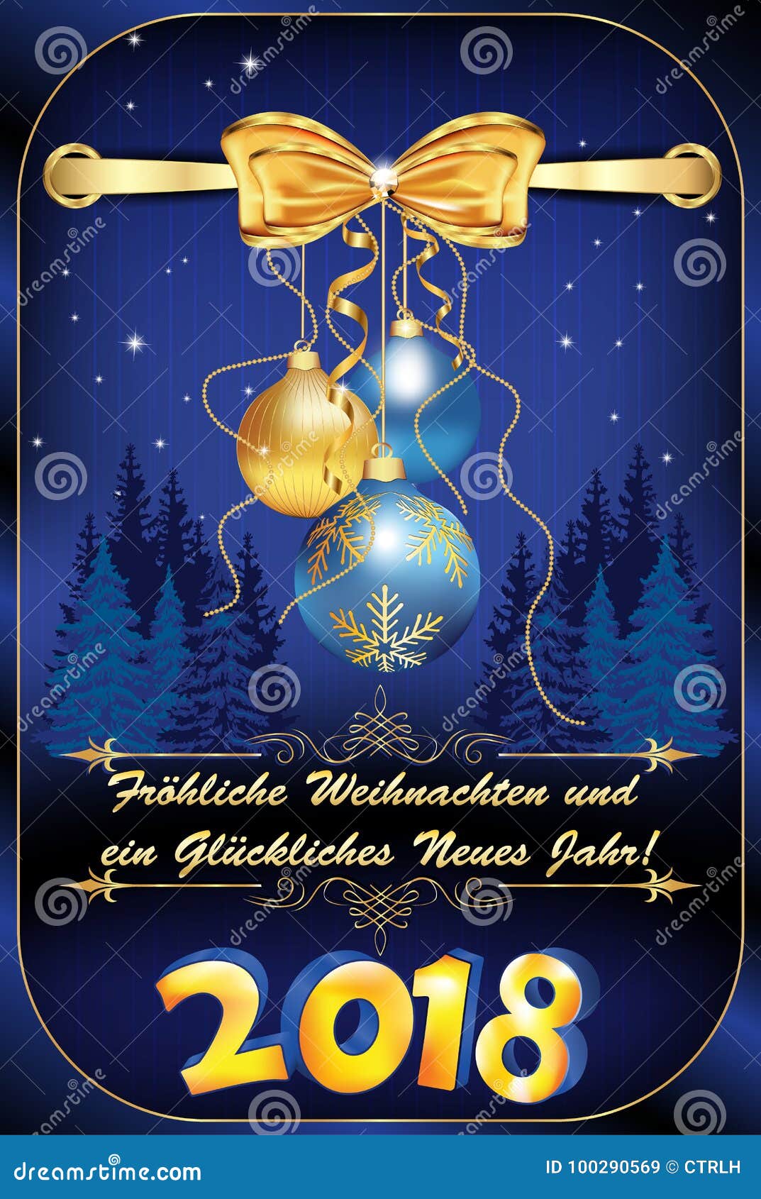 Buon Natale E Felice Anno Nuovo In Tedesco.Tedesco Di Buon Natale E Del Buon Anno Del Della Cartolina D Auguri Per Il Nuovo Anno 2018 Illustrazione Di Stock Illustrazione Di Festa Tedesco 100290569