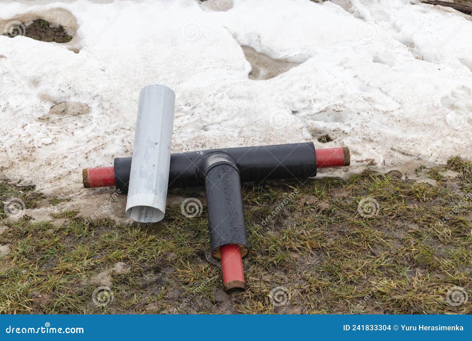 Tee Pipe for Heating. Insulated Pipe in a Plastic Coating for the