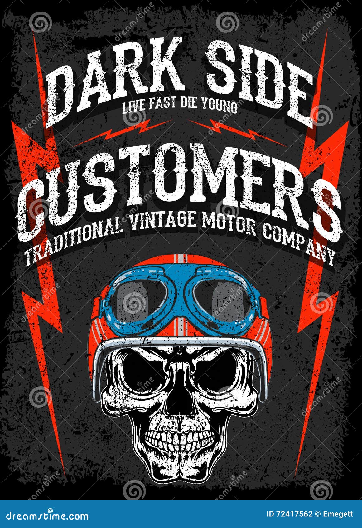 Tee Skull Motorcycle Graphic Design Stock Vector 