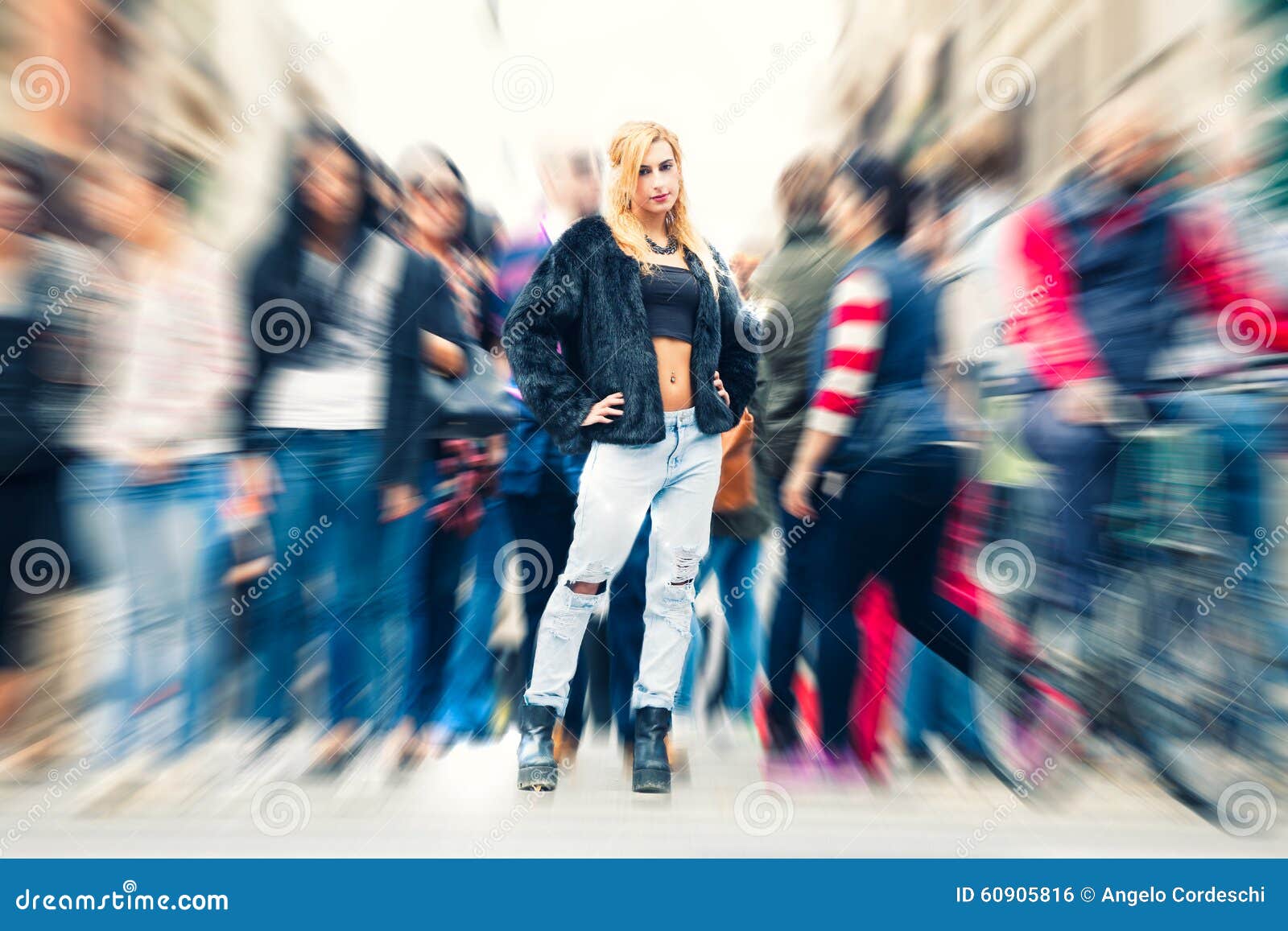 Teen Blonde Girl in the Crowd City hq photo Teen Blonde Girl in the Crowd City image