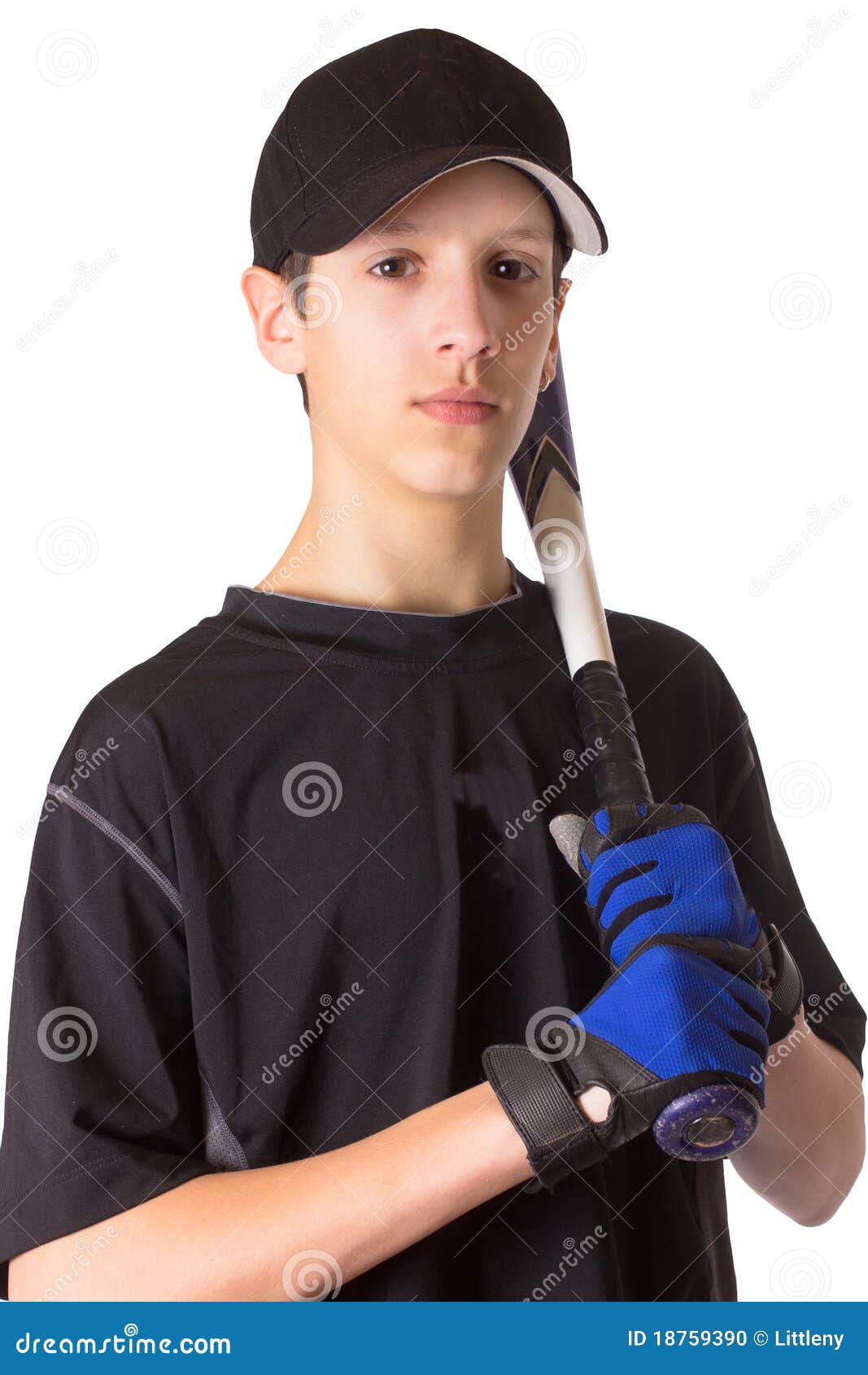 Teen Boy With Baseball Bat RoyaltyFree Stock Photography