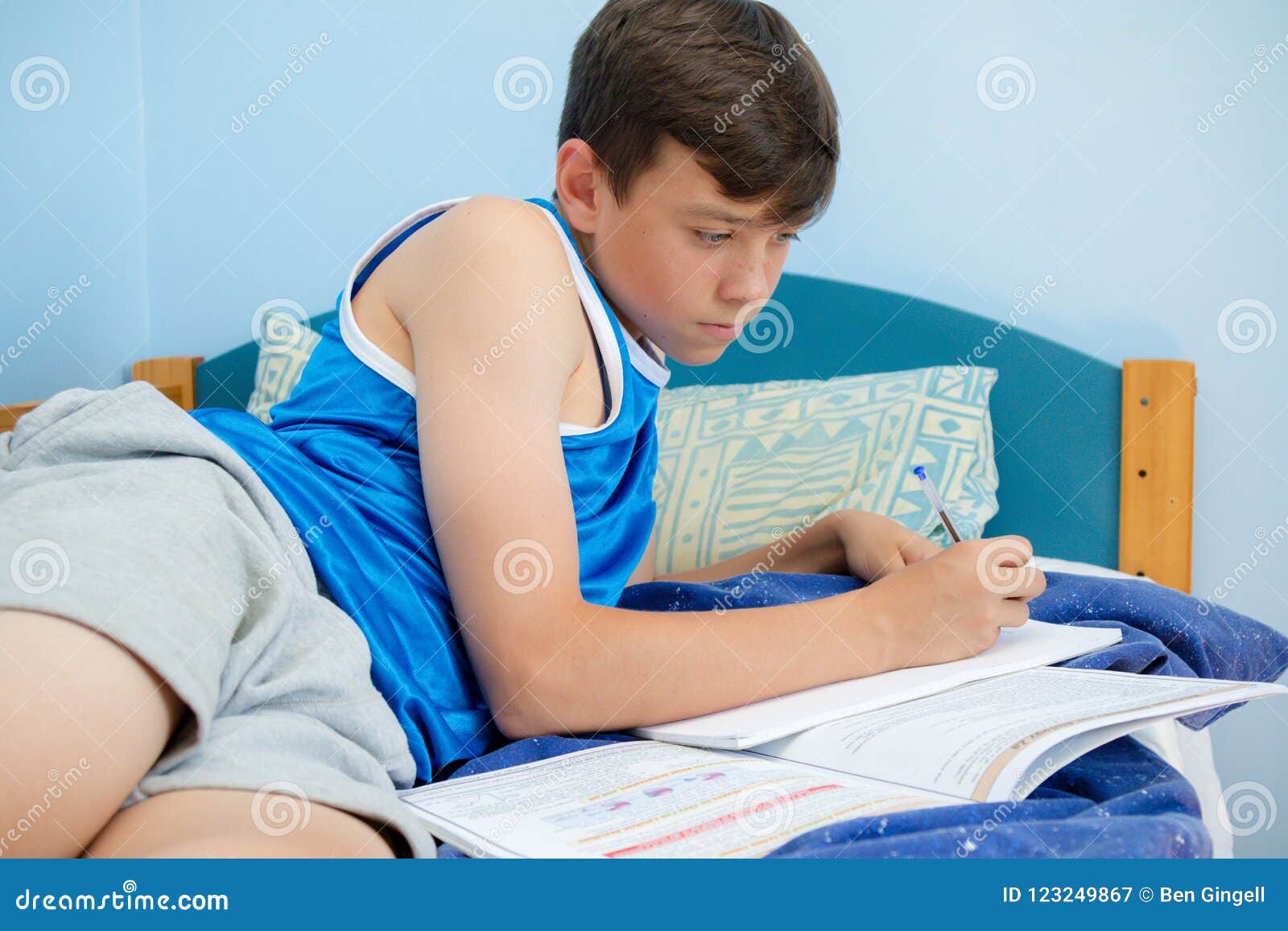 after he his homework he went to bed