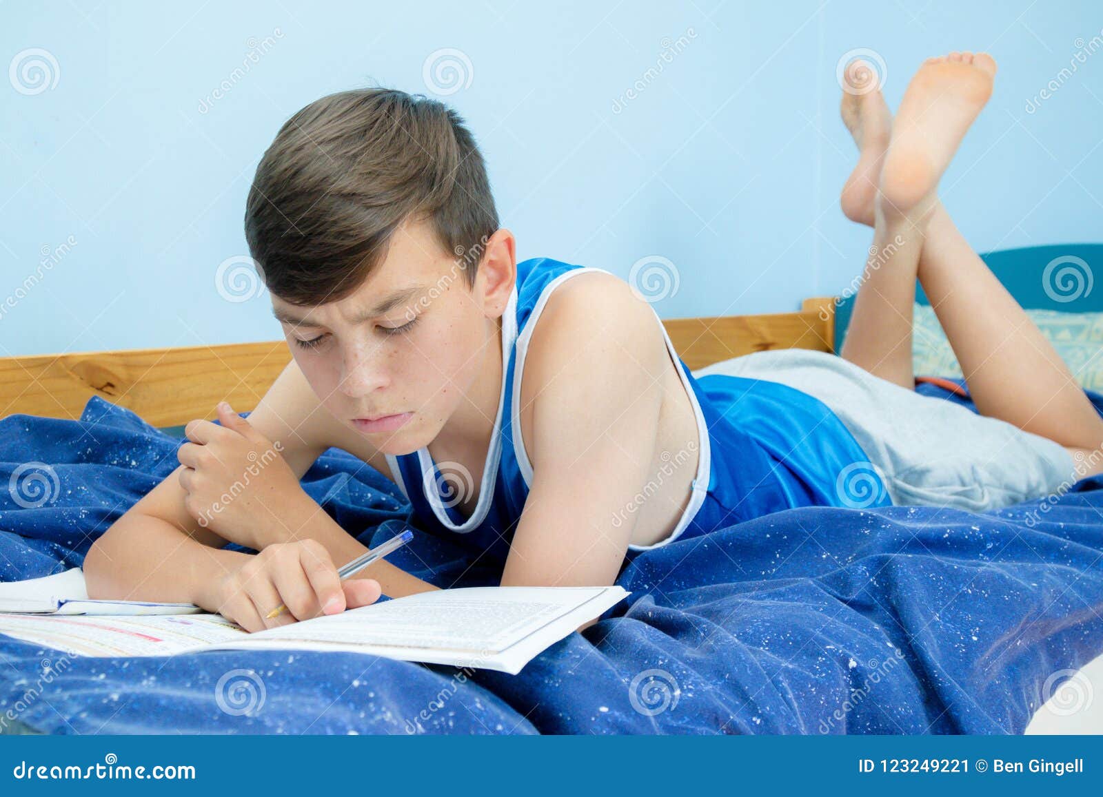 after he his homework he went to bed